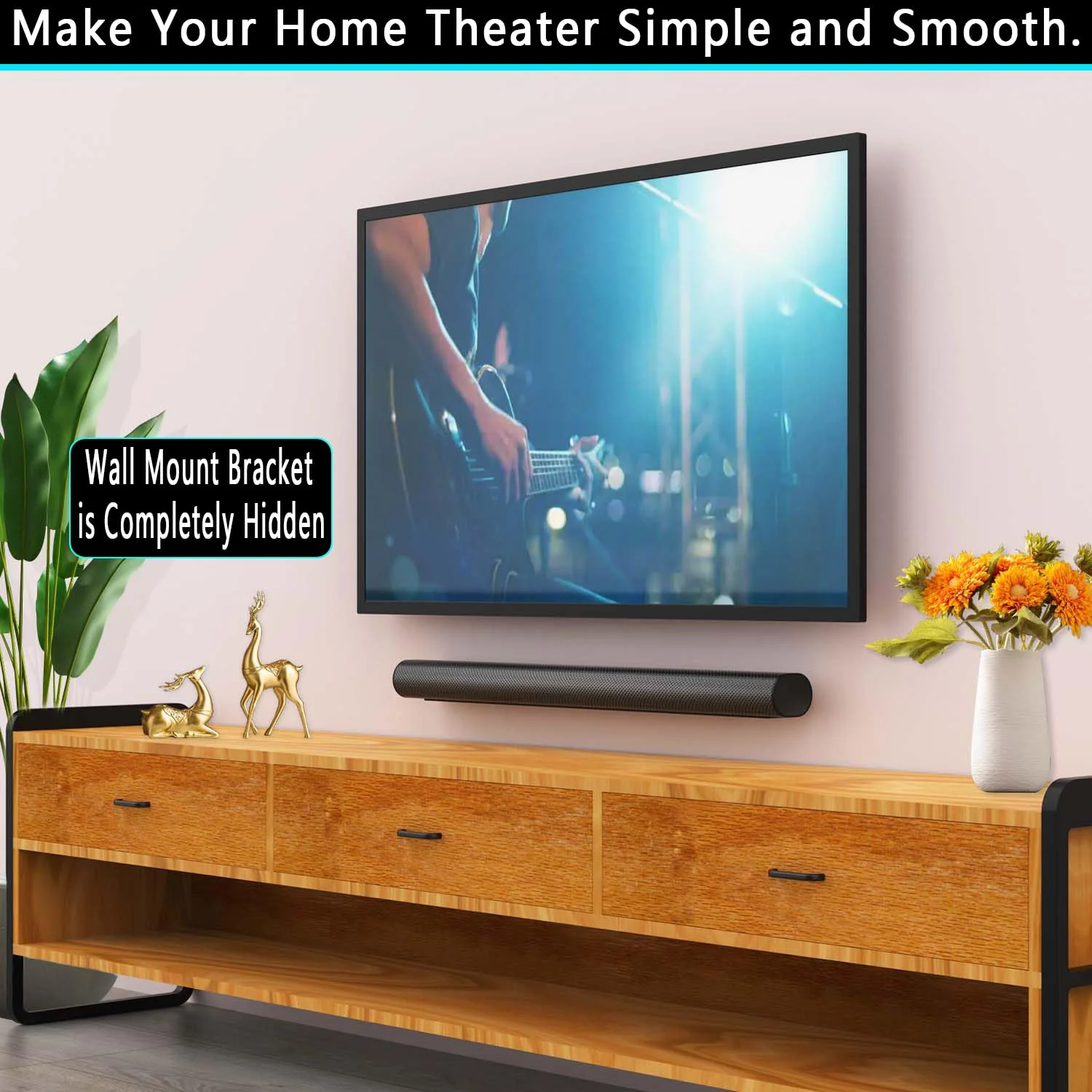 Wall Mount for Sonos Arc Soundbar (Black), Wall Mounts for Sonos Arc Sound Bar Mounts Under Tv, Hanging Mounting Bracket Compatible with for Sonos Arc Wall Mount Dark Black - Image 2