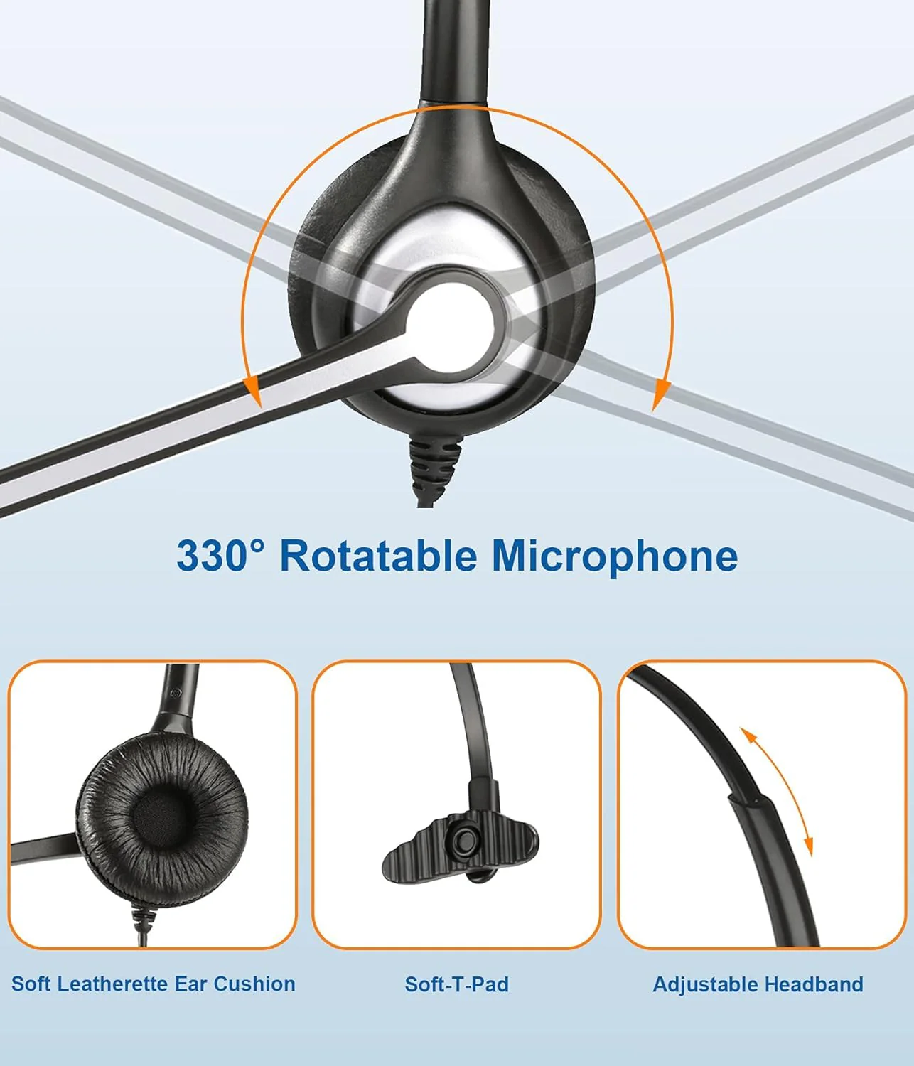 Wantek Cell Phone Headset with Microphone Noise Cancelling for Laptops, PC,3.5mm Jack,Volume Control,Wired Computer Headsets for Zoom Skype,for Office,Business, Call Center, Clear Chat 6035 - Image 5