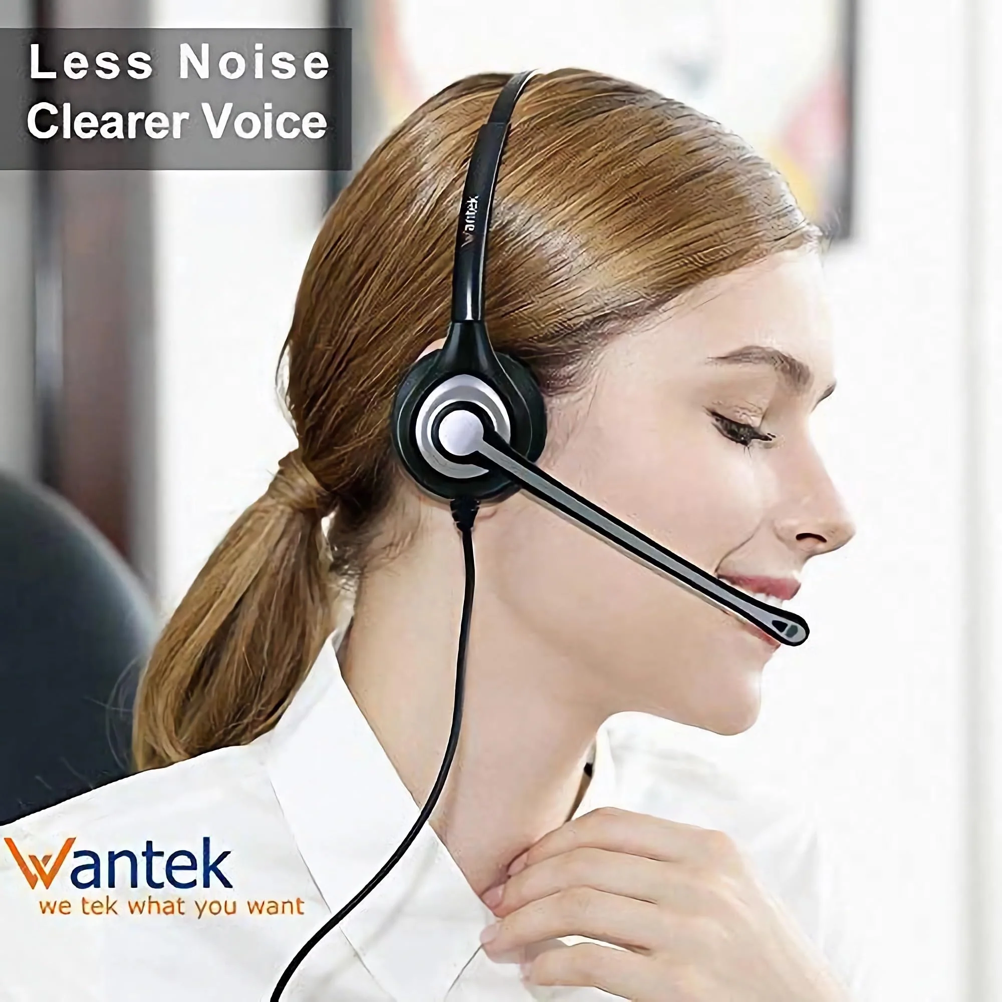 Wantek Cisco Phone Headset with Microphone Noise Cancelling, RJ9 Telephone Headsets Compatible with Cisco Office Phones 7940 7942 7945 7960 7962 7965 7811 7821 8811 8841 8845 8851 Plantronics M12 M22 - Image 4