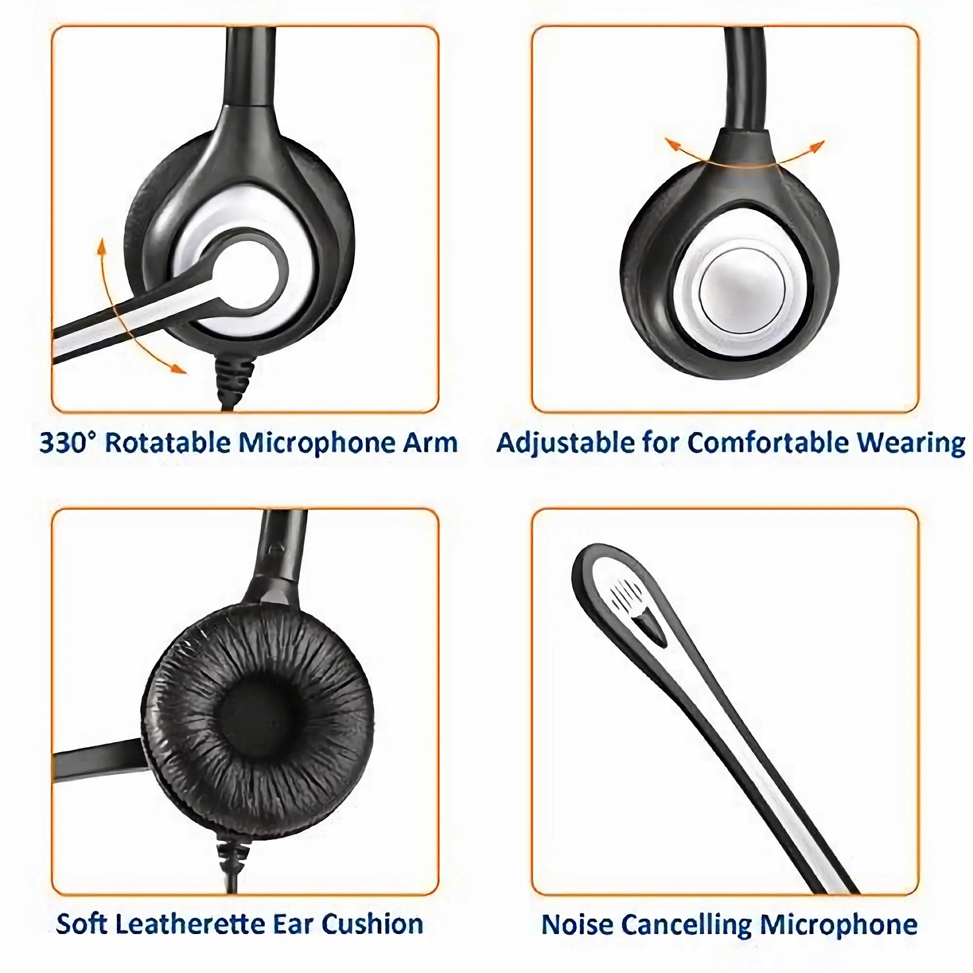 Wantek Cisco Phone Headset with Microphone Noise Cancelling, RJ9 Telephone Headsets Compatible with Cisco Office Phones 7940 7942 7945 7960 7962 7965 7811 7821 8811 8841 8845 8851 Plantronics M12 M22 - Image 7