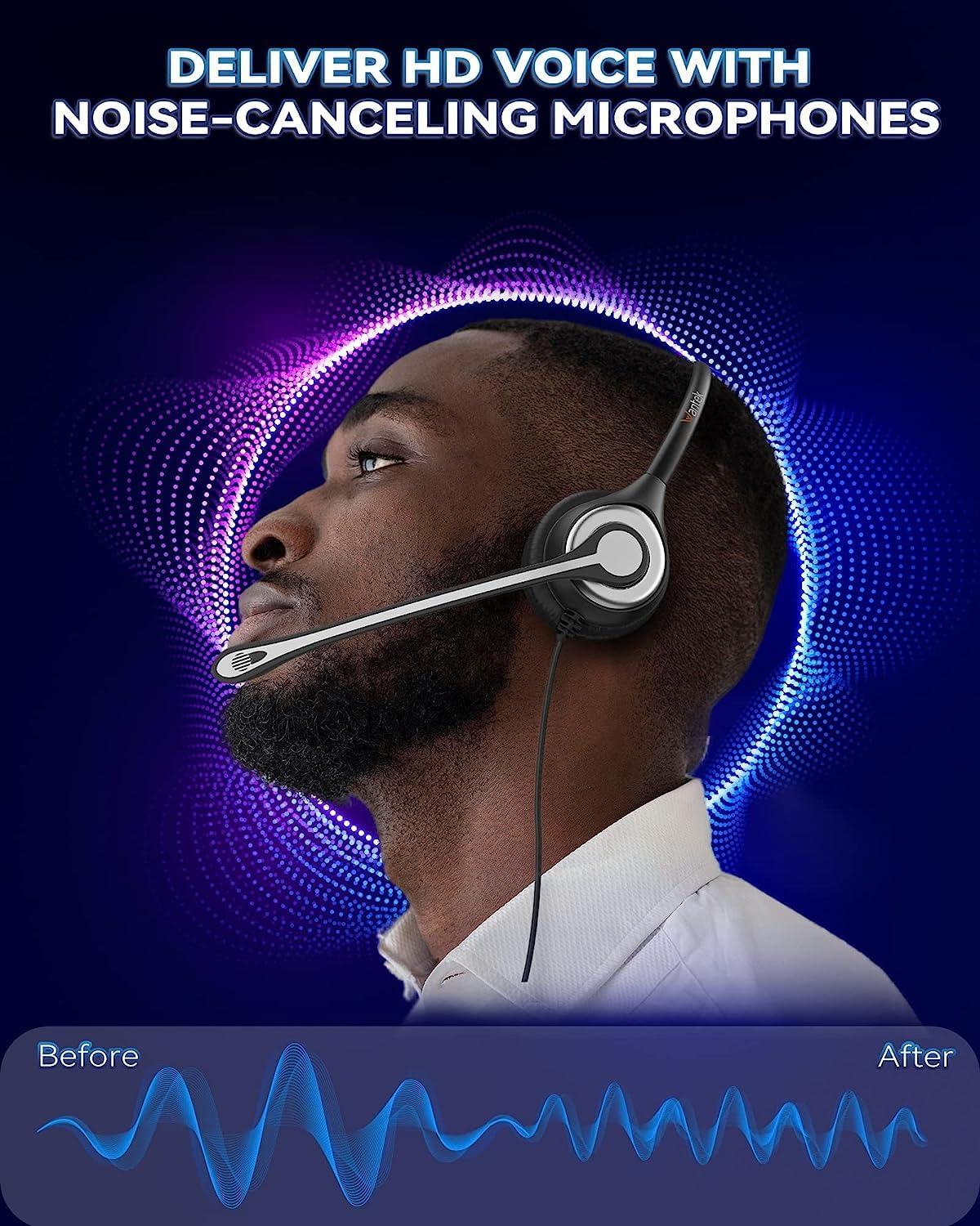 Wantek Corded Telephone Headset Dual w/Noise Canceling Mic + Quick Disconnect Compatible with ShoreTel Zultys NEC Aspire Dterm Nortel Norstar Meridian Siemens ROLM Packet8 Landline Deskphones(602QS2) Binaural QD 602QS2 - Image 4