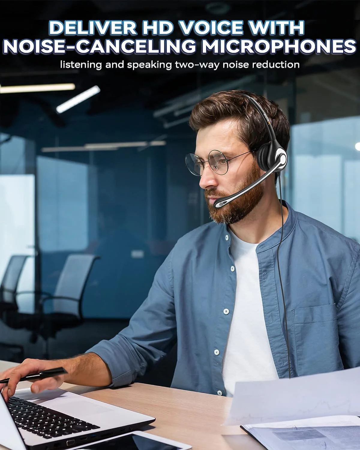 Wantek Corded Telephone Headset Dual w/Noise Canceling Mic + Quick Disconnect Compatible with ShoreTel Zultys NEC Aspire Dterm Nortel Norstar Meridian Siemens ROLM Packet8 Landline Deskphones(602QS2) Binaural QD 602QS2 - Image 8
