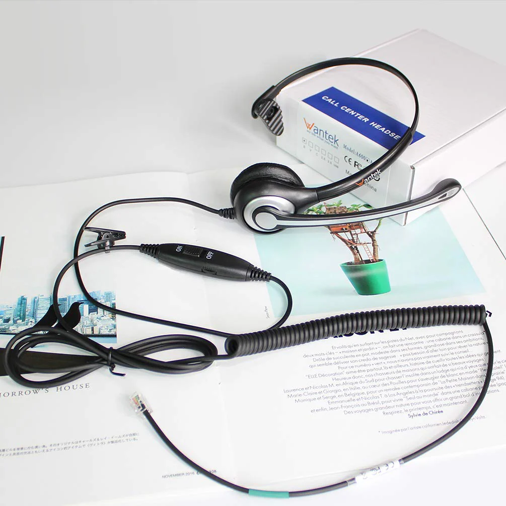 Wantek Corded Telephone Headset Mono w/Noise Canceling Mic Compatible with ShoreTel Plantronics Polycom Zultys Toshiba NEC Aspire Dterm Nortel Norstar Meridian Packet8 Landline Deskphones(F600S2) - Image 6