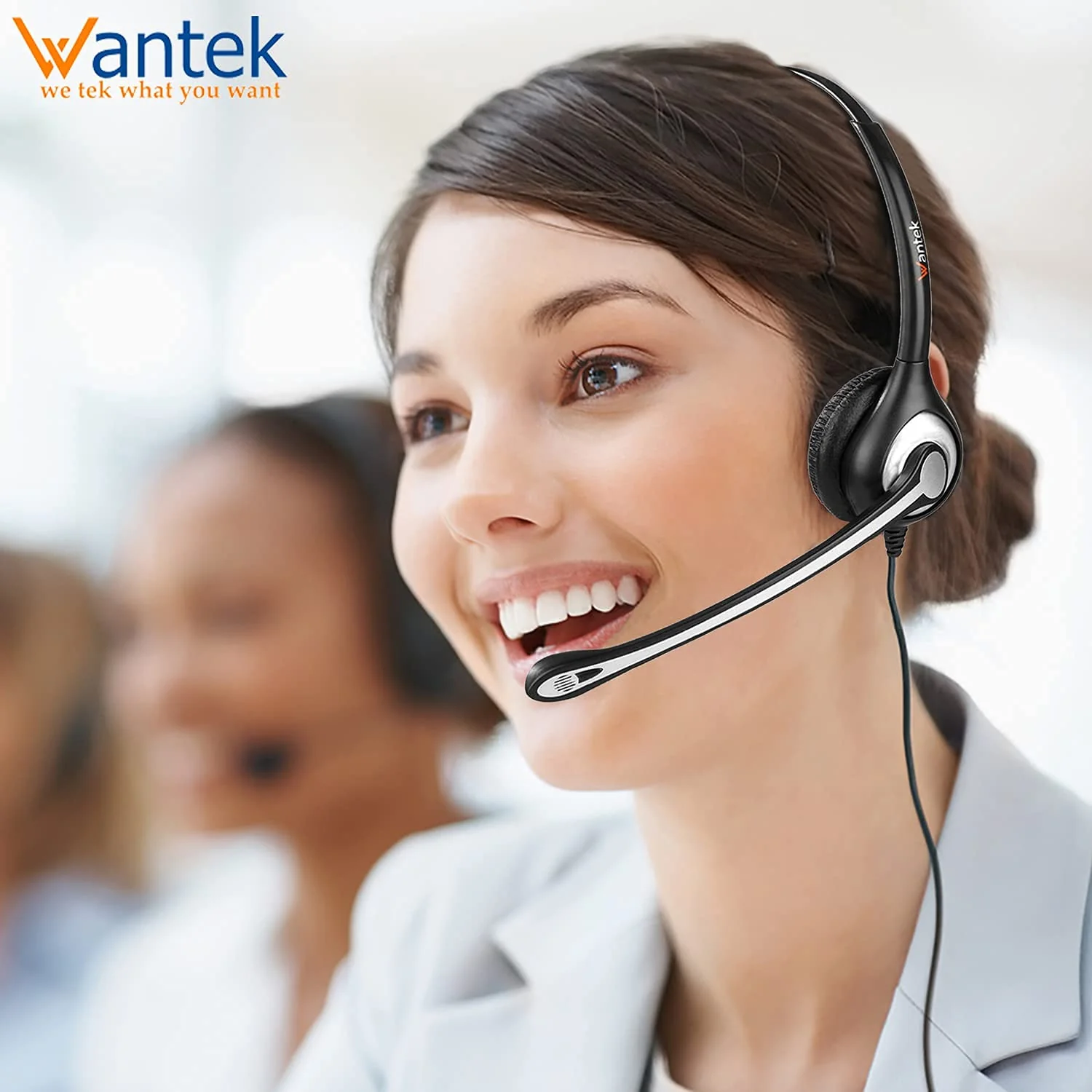 Wantek Yealink Phone Headset with Quick Disconnect Cord, RJ9 Office Telephone Headsets with Mic Noise Cancelling Compatible with Yealink VoIP Phone T21P T42S T46S T48S T27G T53W T54W Grandstream Snom Monaural Black - Image 2