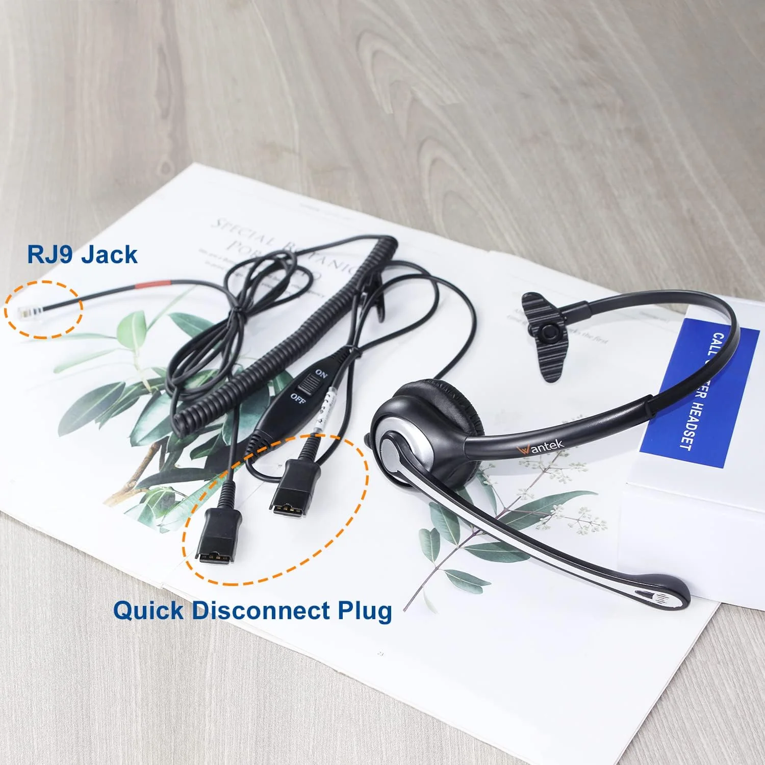 Wantek Yealink Phone Headset with Quick Disconnect Cord, RJ9 Office Telephone Headsets with Mic Noise Cancelling Compatible with Yealink VoIP Phone T21P T42S T46S T48S T27G T53W T54W Grandstream Snom Monaural Black - Image 6