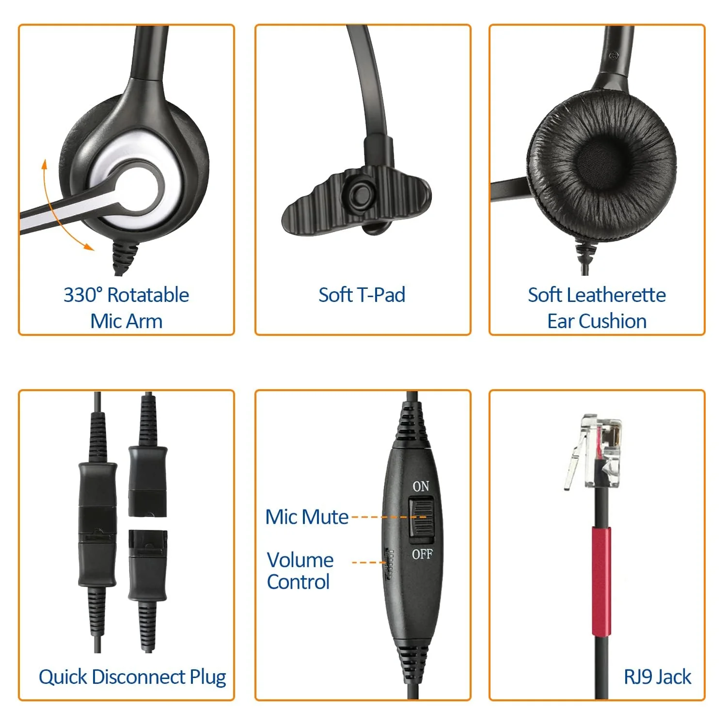 Wantek Yealink Phone Headset with Quick Disconnect Cord, RJ9 Office Telephone Headsets with Mic Noise Cancelling Compatible with Yealink VoIP Phone T21P T42S T46S T48S T27G T53W T54W Grandstream Snom Monaural Black - Image 7