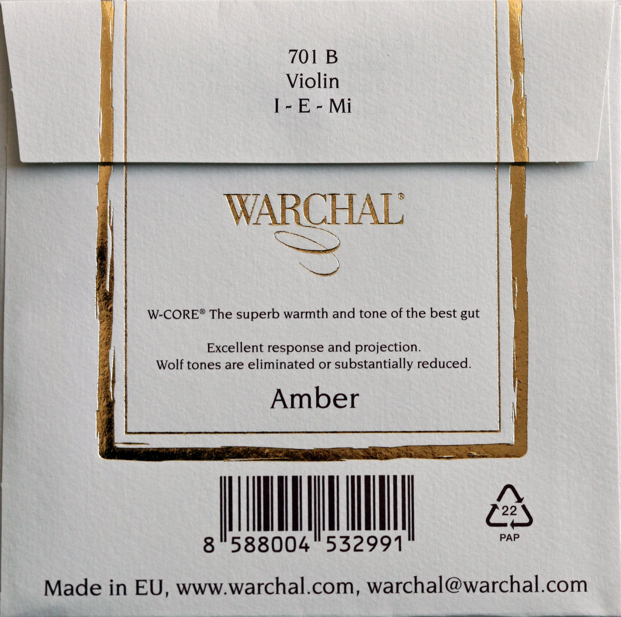 Warchal Amber Violin E String - Stainless Steel: Med Ball - Image 2