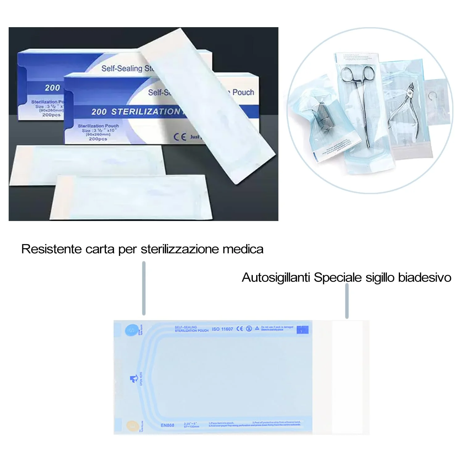 WARRIOR Sterilization Bags, Sterilization Bags, 200 Pieces, Autoclave Bags, Self Sterilization Bags, Self Sealing Sterilization Bag (90 x 260 mm) 90 x 260 mm - Image 3