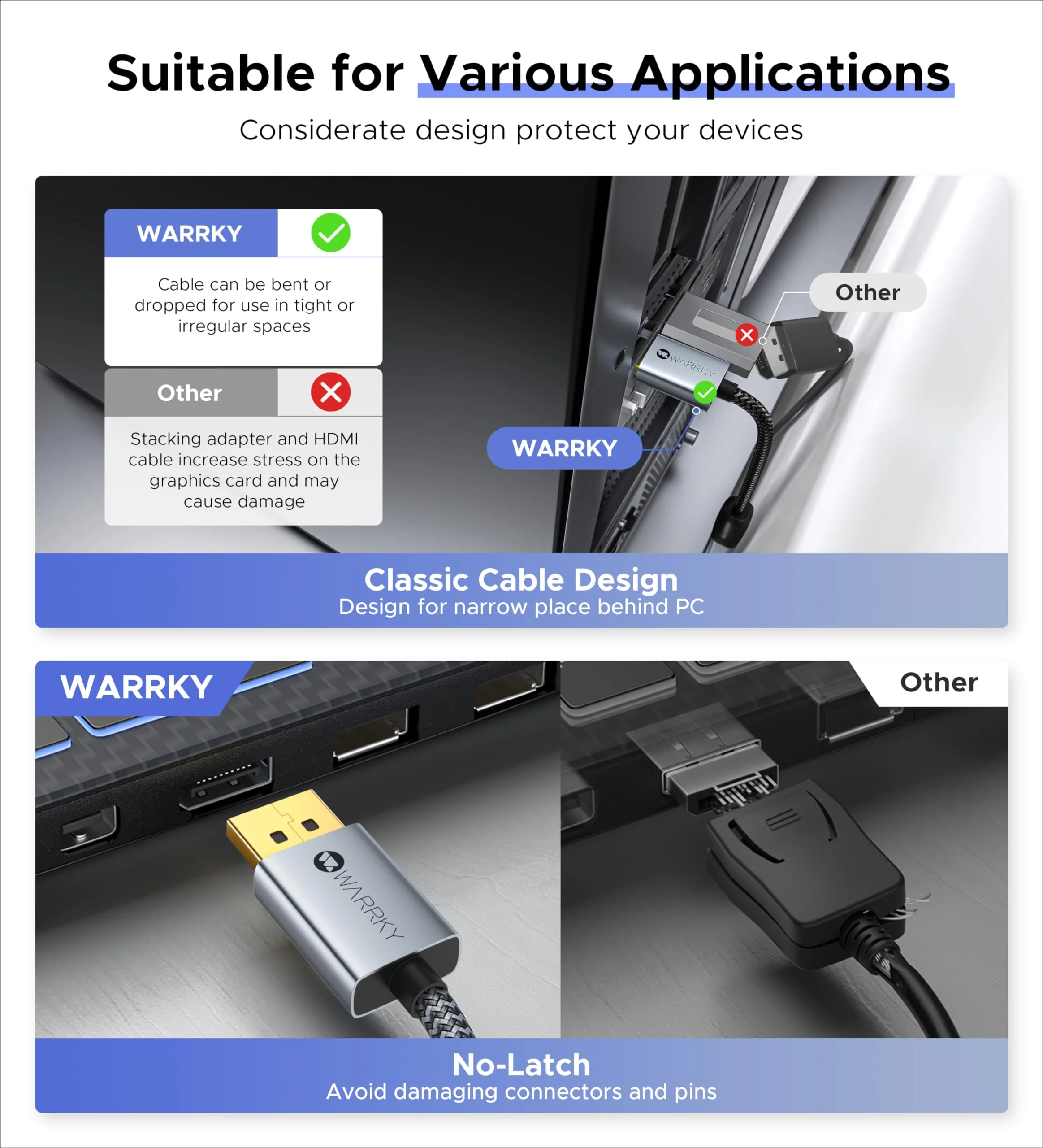 Warrky DisplayPort to HDMI Adapter 2-Pack (4K, UHD), [24K Gold-Plated, Slim Aluminum Shell] Display Port to HDMI/DP to HDMI Adapter for Lenovo, DELL, HP, ThinkPad, GPU, AMD, NVIDIA&More 1 Silver Gray - Image 5