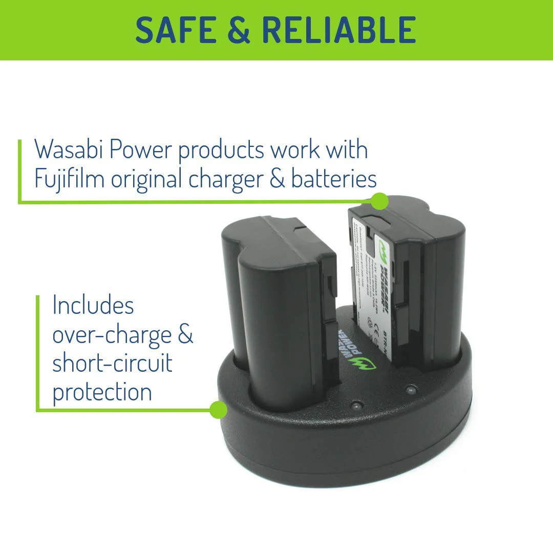 Wasabi Power Battery (2-Pack) & Dual Charger for Fujifilm NP-W235 & Compatible with Fujifilm X-H2S, GFX 50S II, GFX 100S, Fujifilm X-T4, VG-XT4 Vertical Battery Grip - Image 4