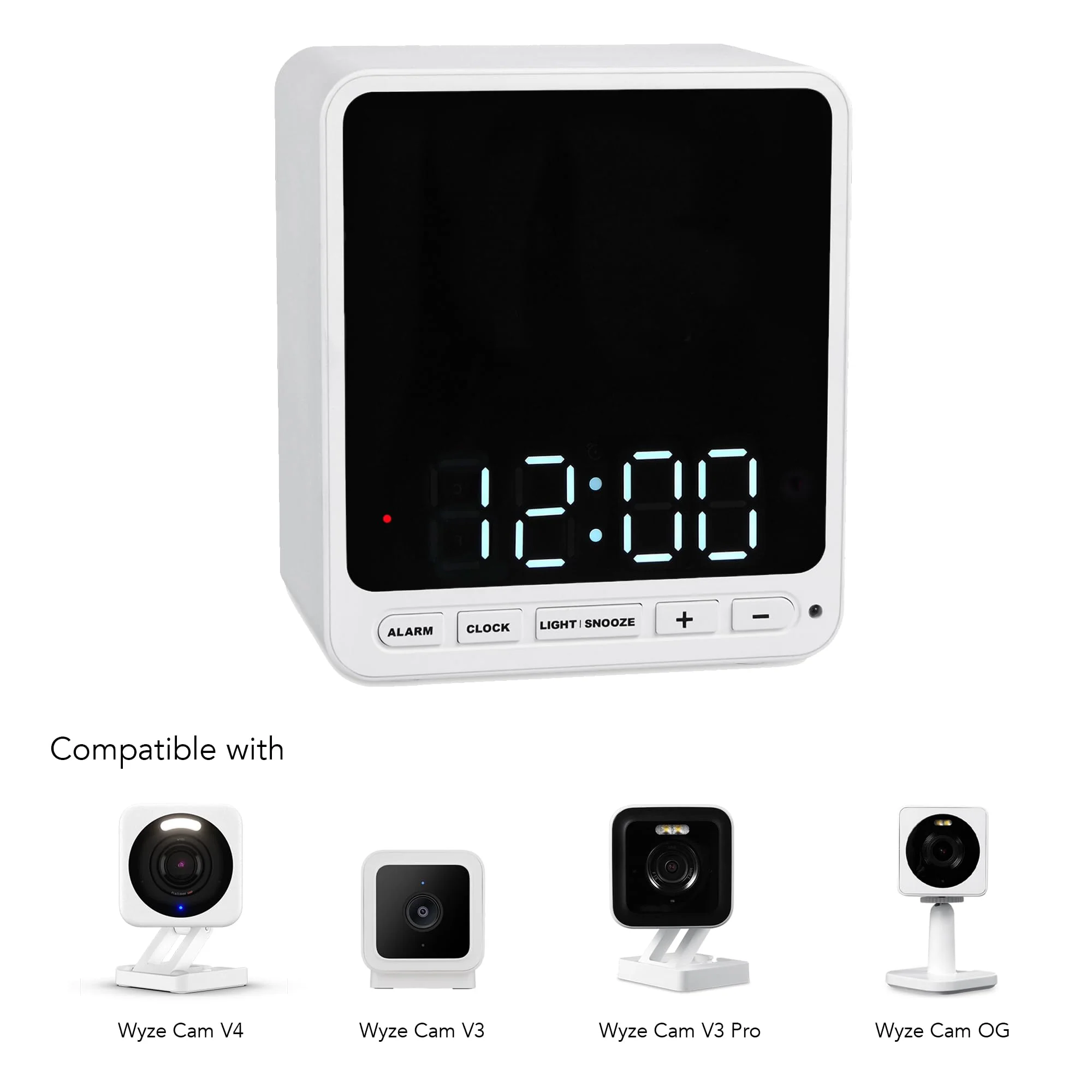 Wasserstein Alarm Clock Camera Case - Compatible with Wyze Cam V4/V3/V3 Pro/OG - Cover for Low-Key Camera Placement (White) (Camera NOT Included) for Wyze Cam - Image 2