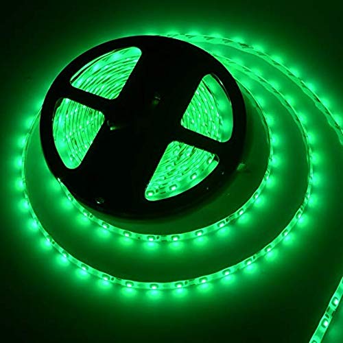 Water-resistance IP65, 12V Waterproof Flexible LED Strip Light, 16.4ft/5m Cuttable LED Light Strips, 300 Units 3528 LEDs Lighting String, LED Tape(Green) power adapter not included 1*16.4ft 3528 Green - Image 3