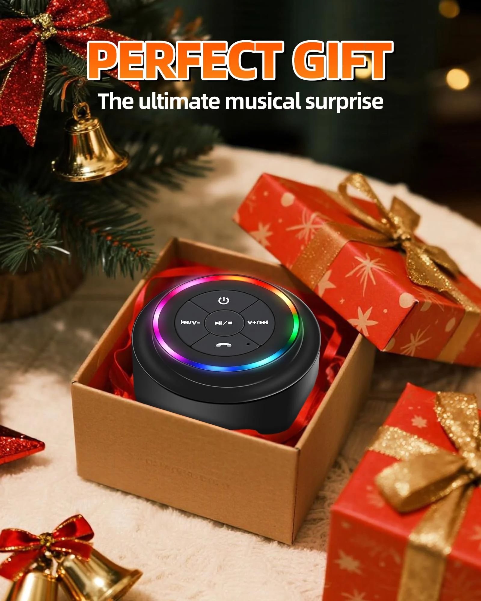 Waterproof Bluetooth Shower Speaker, Portable Wireless Speaker with Suction Cup, Small Portable Wireless Outdoor Speakers, 6 Mode RGB Lights, for Shower Bathroom Pool Beach, Gift Ideas for Christmas - Image 7