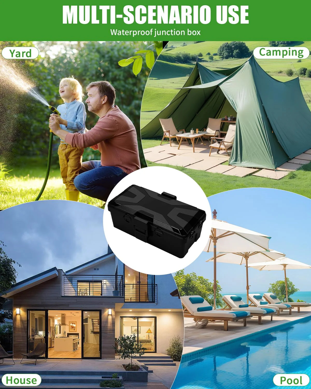 Waterproof Cable Box, 26.1 x 15 x 9.4 cm, Outdoor Cable Safe Box, Cable Box, Cable Box, 6 Cable Inputs and Outputs, Weatherproof Connection Box Covers, Protect Socket, Timer, Holiday Light, Black black + 26 x 15 x 9.4 cm - Image 7