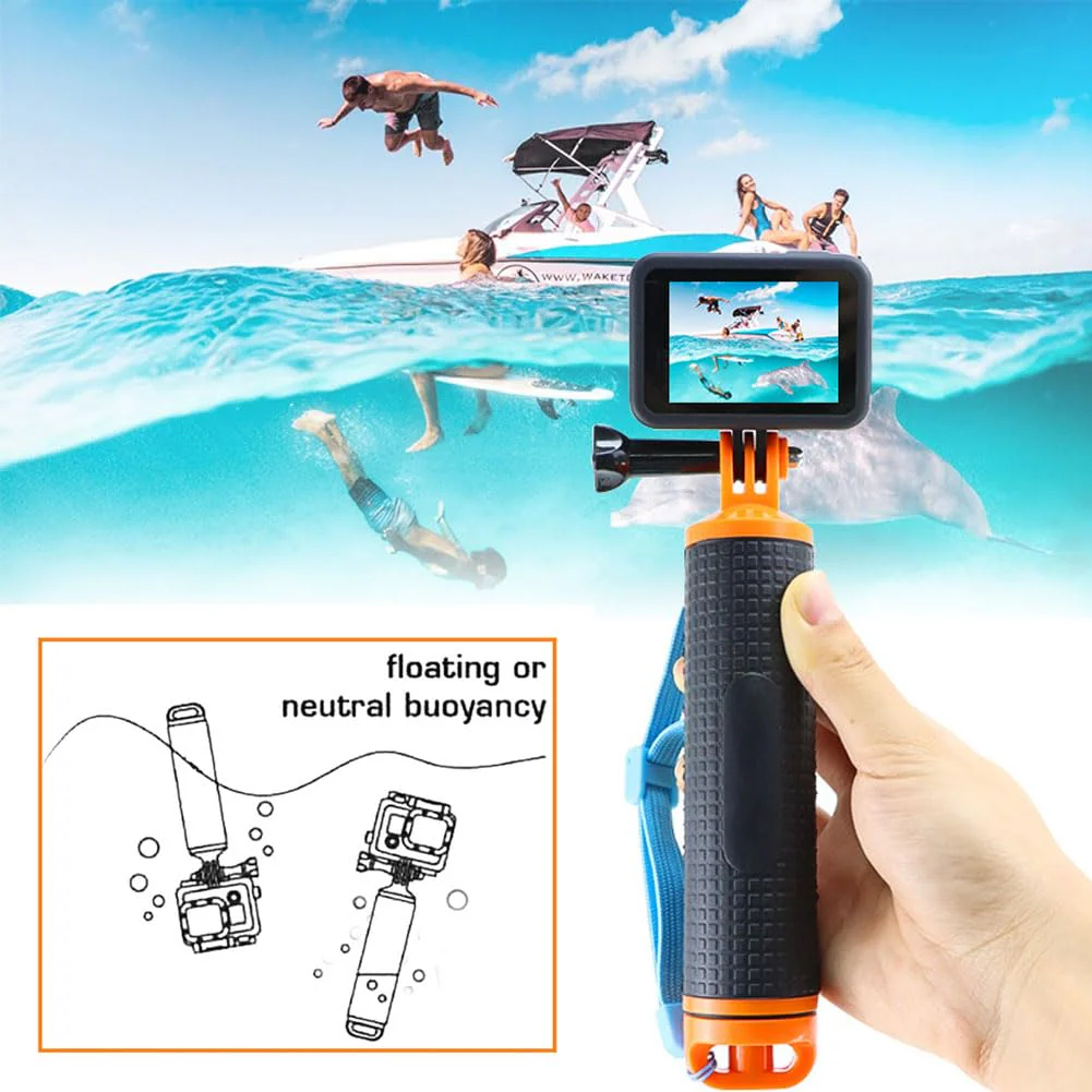 Waterproof Floating Hand Grip Handle for GoPro Hero 12 11 10 9 8 7 6 5 4 Session 3+ 2 1 Fusion Max Black Silver Action Cameras - Image 4