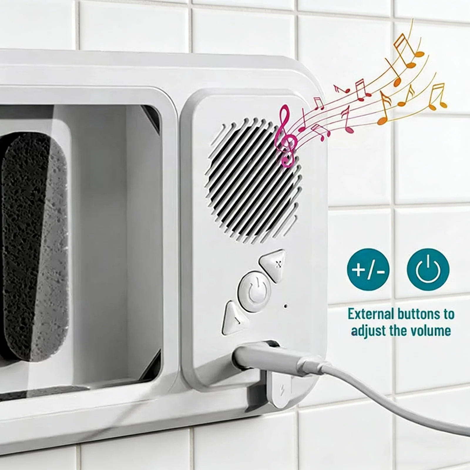 Waterproof Shower Phone Holder with Bluetooth Speaker, IPX4 Anti-Fog 360° Rotatable Suction Mount for Bathroom Kitchen - Image 5