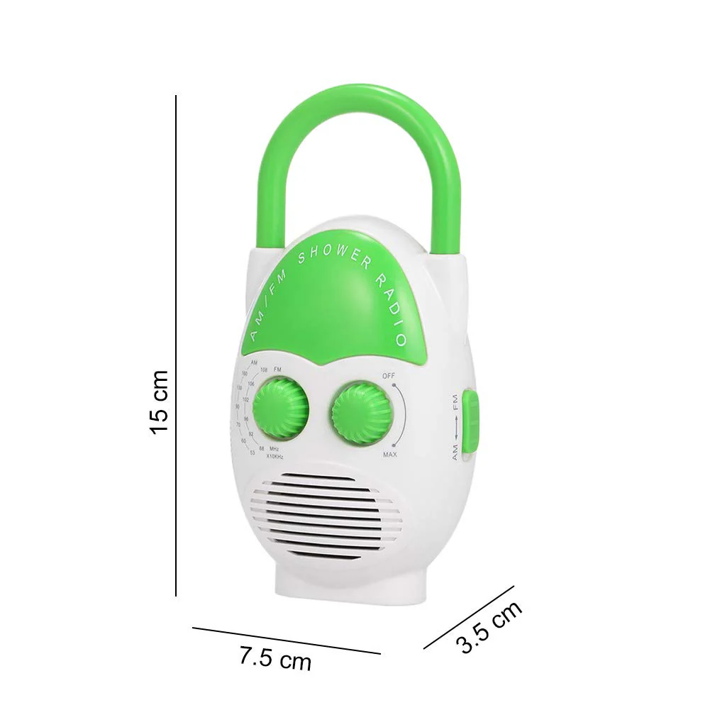 Waterproof Shower Radio, AM/FM Bathroom Radio with Top Handle, Mini Portable Hanging Shower Radio, Built-in Speaker, Adjustable Volume - Image 2