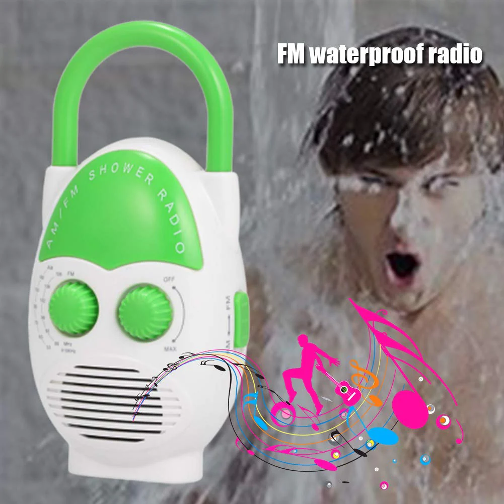 Waterproof Shower Radio, AM/FM Bathroom Radio with Top Handle, Mini Portable Hanging Shower Radio, Built-in Speaker, Adjustable Volume - Image 3