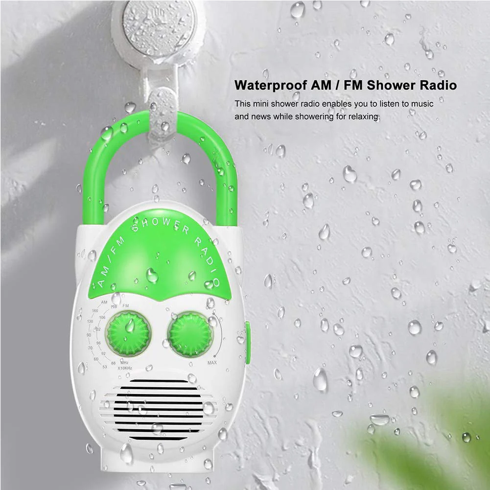 Waterproof Shower Radio, AM/FM Bathroom Radio with Top Handle, Mini Portable Hanging Shower Radio, Built-in Speaker, Adjustable Volume - Image 4