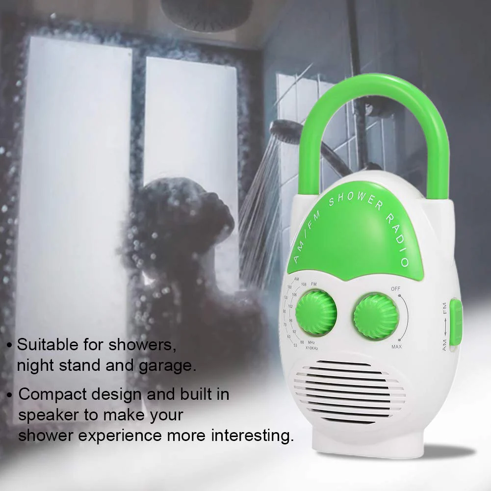 Waterproof Shower Radio, AM/FM Bathroom Radio with Top Handle, Mini Portable Hanging Shower Radio, Built-in Speaker, Adjustable Volume - Image 6