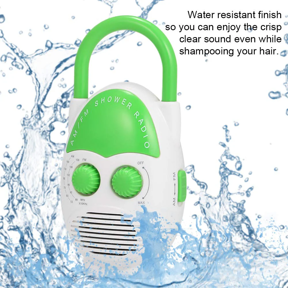 Waterproof Shower Radio, AM/FM Bathroom Radio with Top Handle, Mini Portable Hanging Shower Radio, Built-in Speaker, Adjustable Volume - Image 7