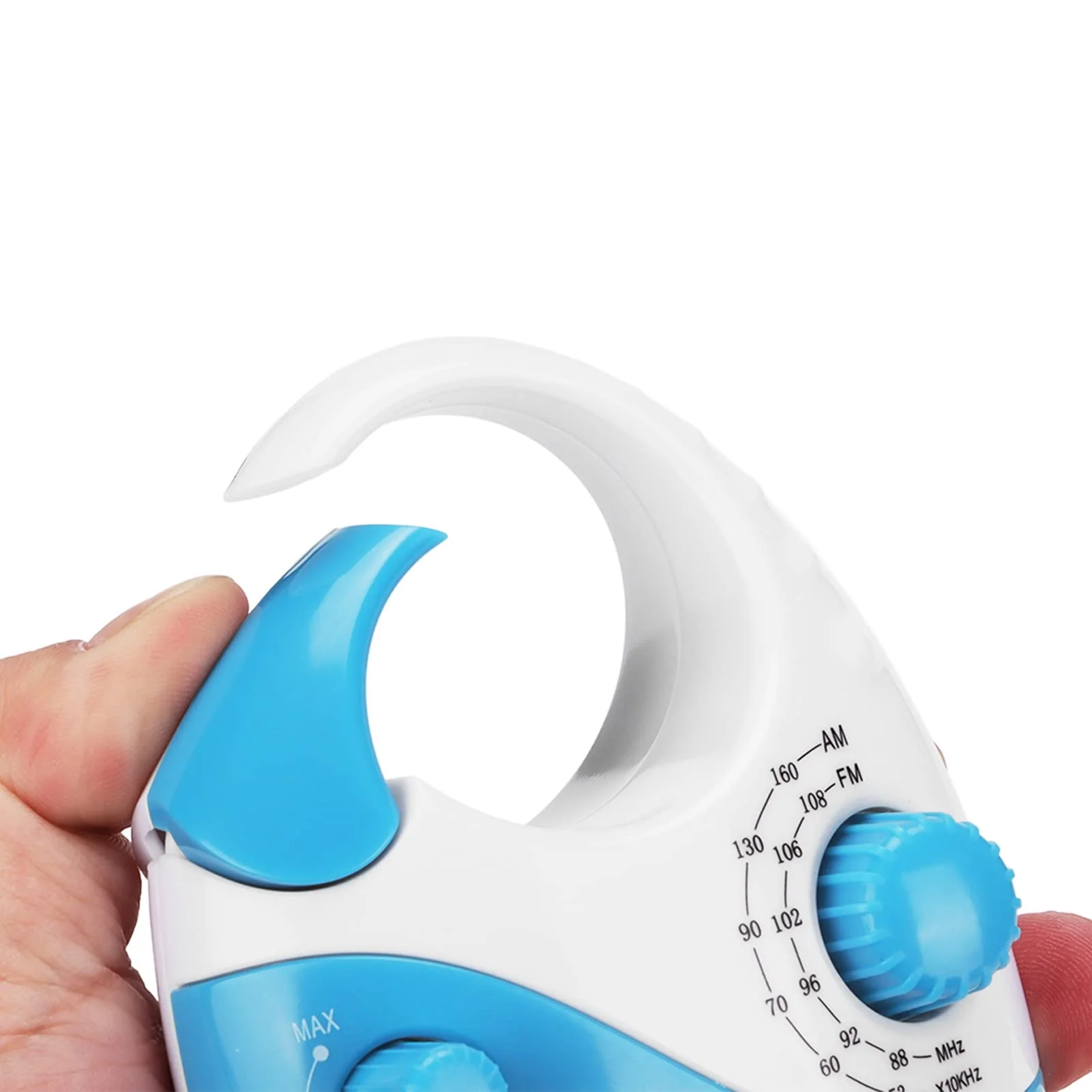 Waterproof Shower Radio, AM/FM Radio with Adjustable Volume Speakers, Battery Powered Portable Speakers with Hook Handle for Shower Rooms Bedside Tables Garages Blue - Image 6