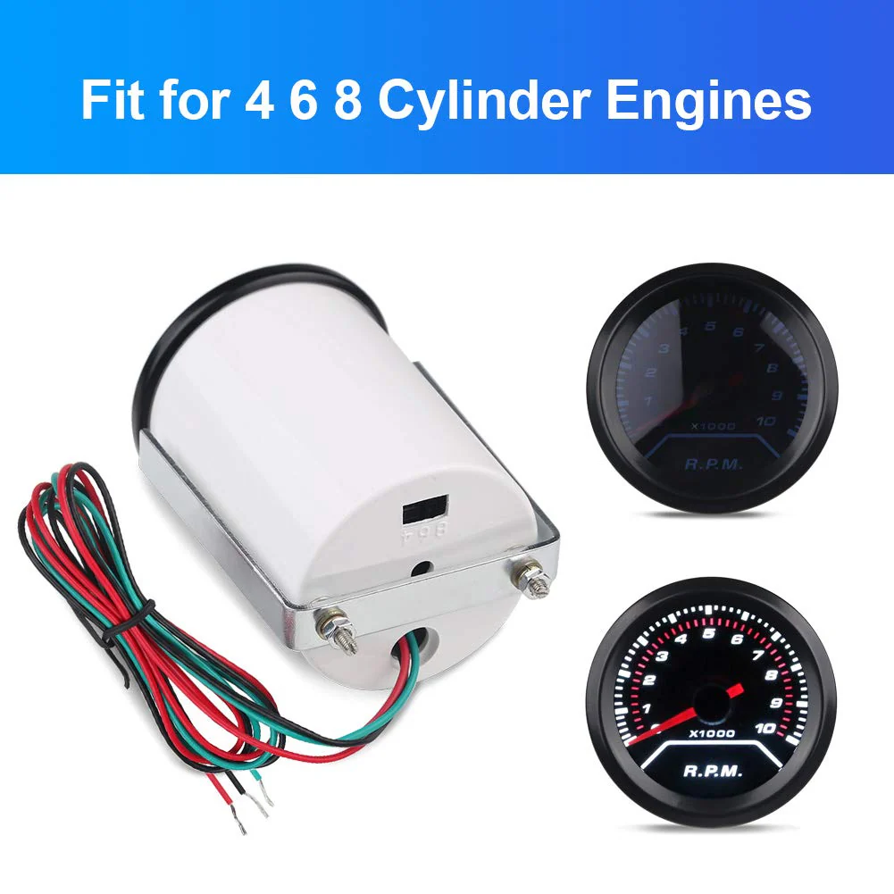 WATERWICH Tachometer Tacho Gauge Meter 0-10000 RPM Gauge Meter 2inches 52mm Universal for 4 6 8 Cylinder Car SUV Vehicle Automotive - Image 3