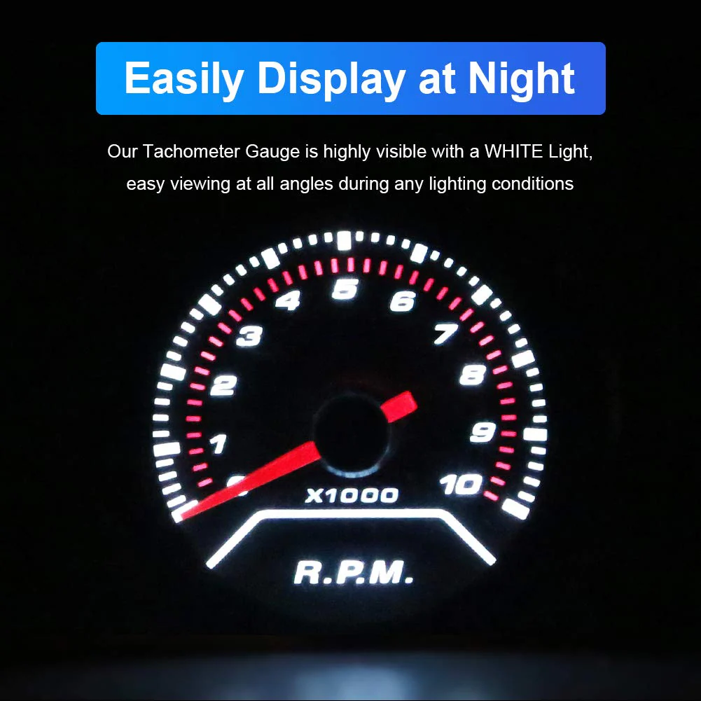 WATERWICH Tachometer Tacho Gauge Meter 0-10000 RPM Gauge Meter 2inches 52mm Universal for 4 6 8 Cylinder Car SUV Vehicle Automotive - Image 4