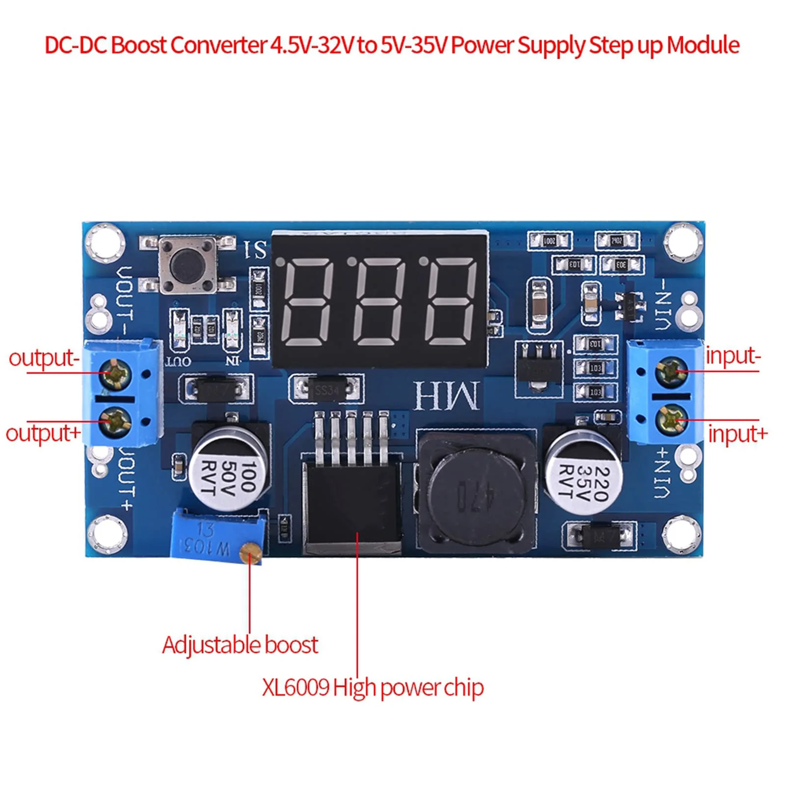 Watris Veiyi Voltage Regulator Adjustable, DC-DC 4.5V-32V to 5V-35V Converter, Step Up Module Boost Converter, Power Supply - Image 3
