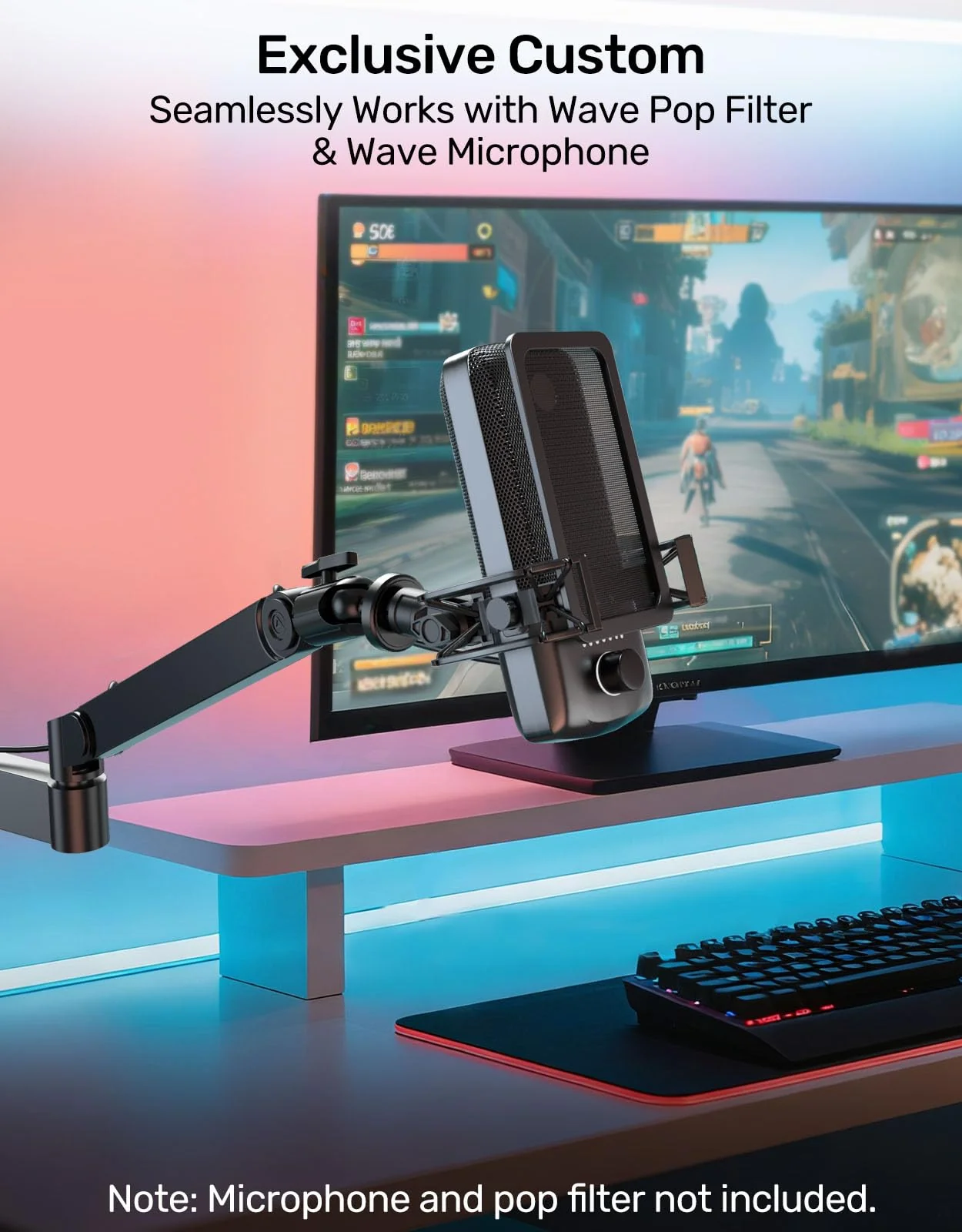 Wave Microphone Shock Mount - Custom Built for Elgato Wave 1/3, Aluminum Frame & Reinforced Suspension for Max Vibration Isolation, Shock Mounts Holder Clip Ideal for Youtubers, Podcasters and Gamers Wave Shock Mount - Image 2