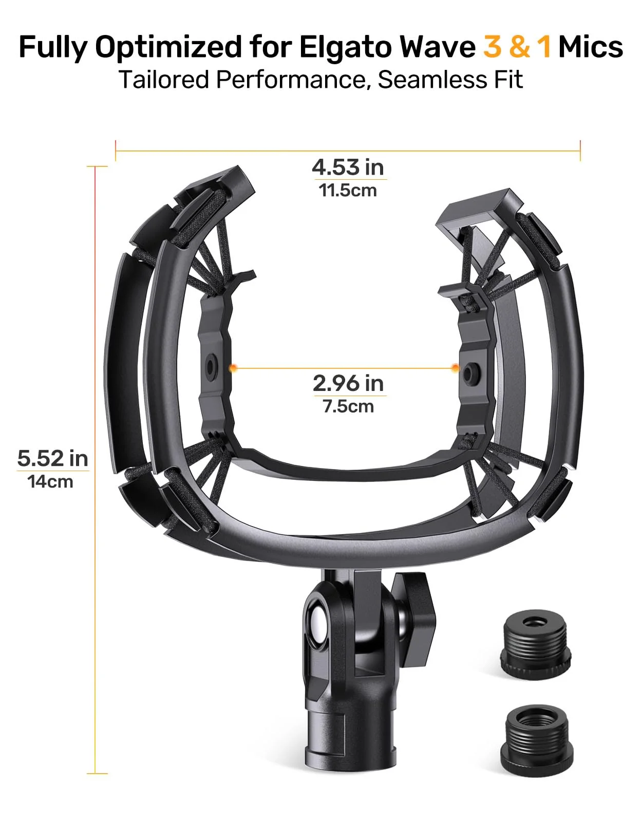Wave Microphone Shock Mount - Custom Built for Elgato Wave 1/3, Aluminum Frame & Reinforced Suspension for Max Vibration Isolation, Shock Mounts Holder Clip Ideal for Youtubers, Podcasters and Gamers Wave Shock Mount - Image 6