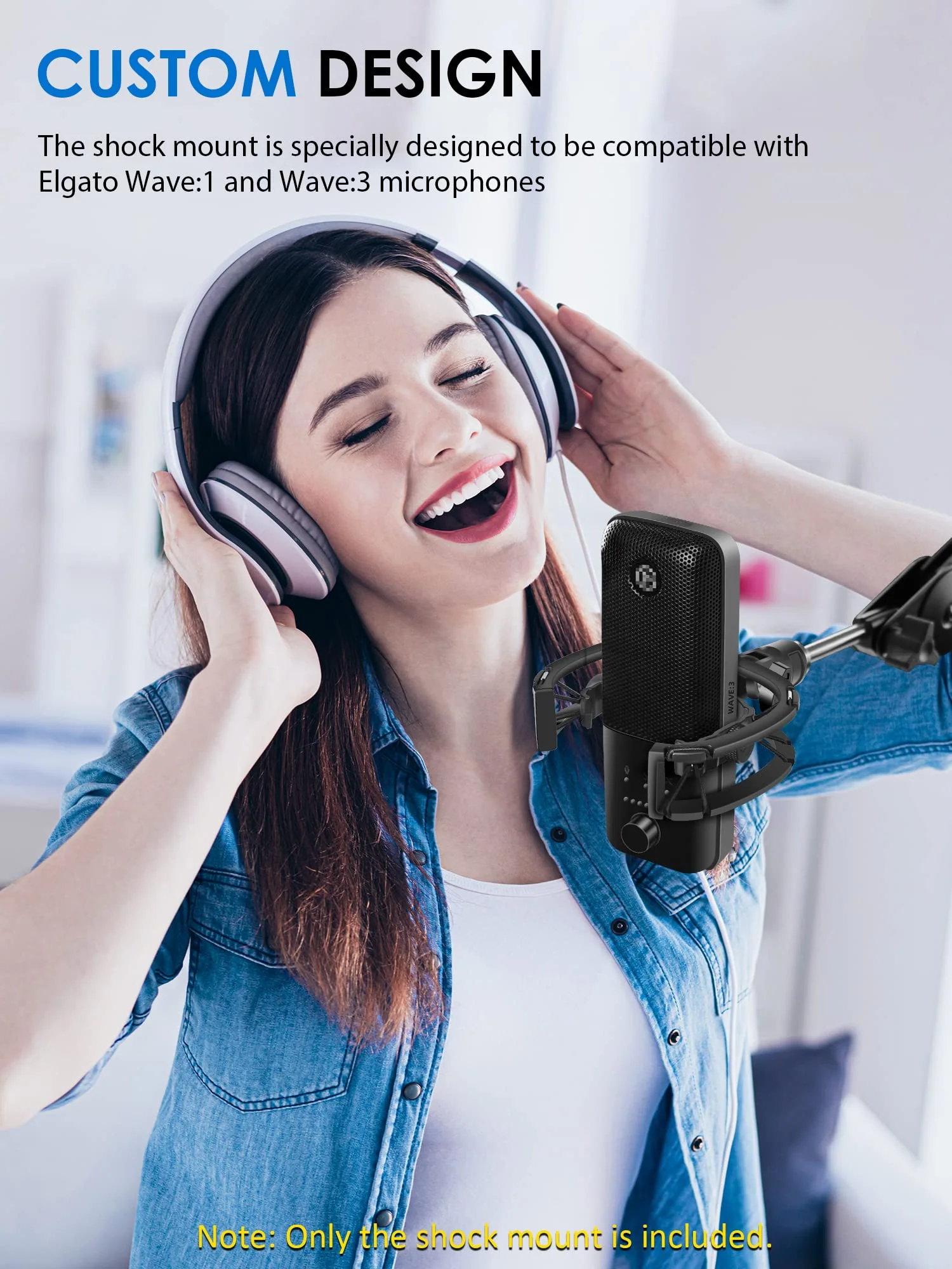 Wave Shock Mount, [Custom Built for Wave Mic] Anti-Vibration Suspension Shock Mount Holder Clip Compatible with Elgato Wave:1 and Wave:3 Microphones - Image 2