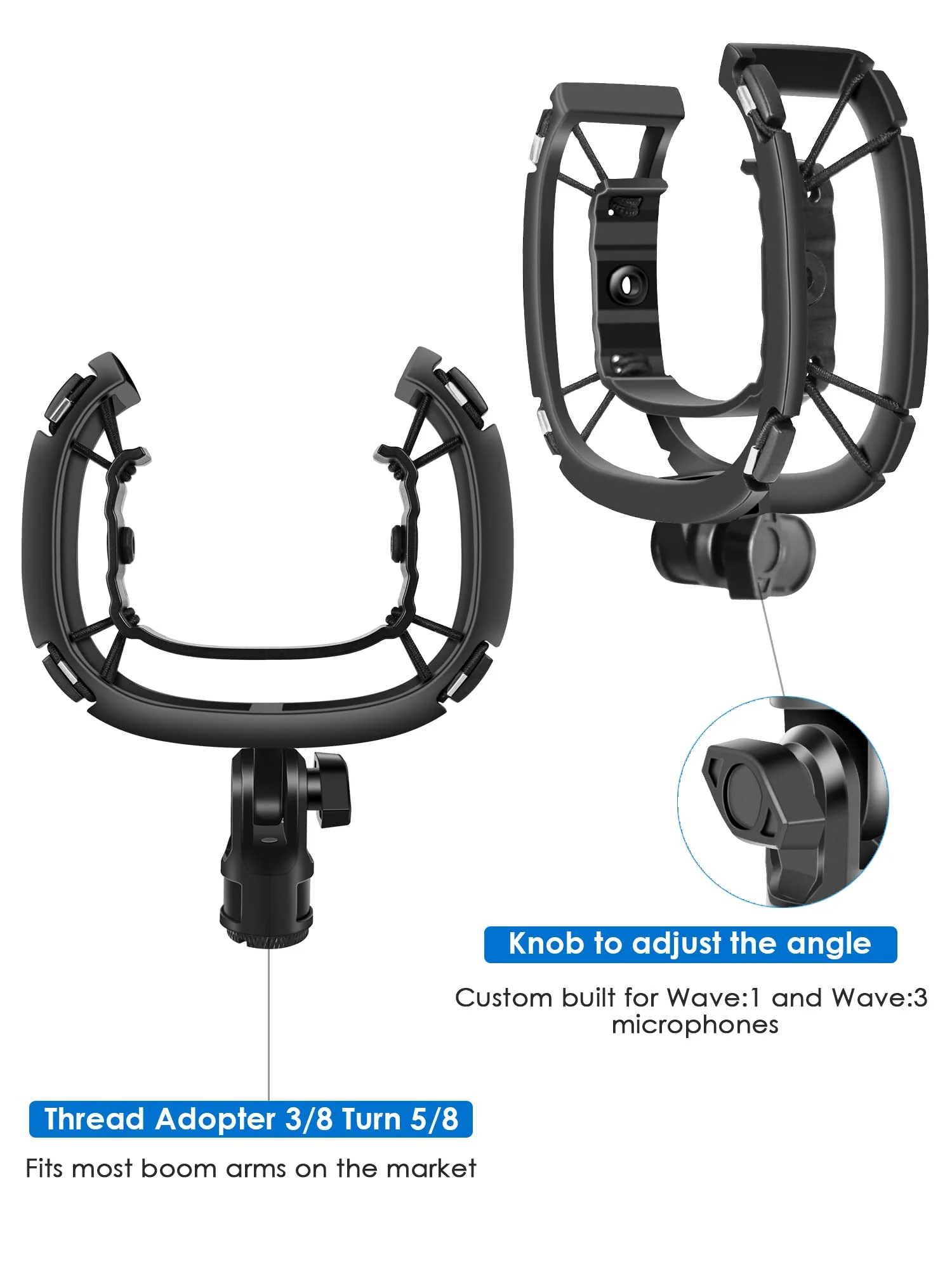 Wave Shock Mount, [Custom Built for Wave Mic] Anti-Vibration Suspension Shock Mount Holder Clip Compatible with Elgato Wave:1 and Wave:3 Microphones - Image 3