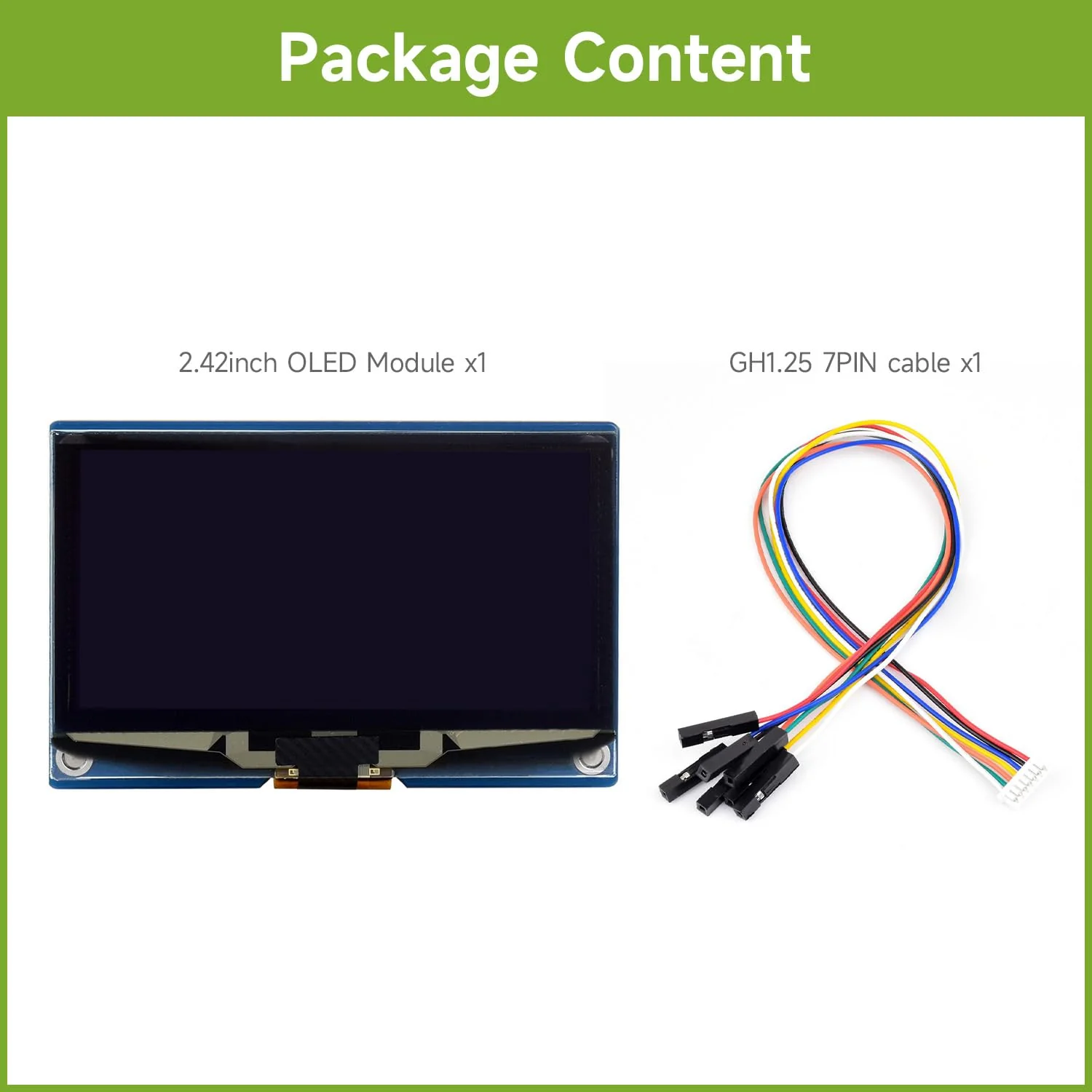Waveshare 2.42 inch OLED Display Module Panel 128 x 64 Resolution SPI / I2C Communication White Colour Version Compatible with Raspberry Pi Jetson Nano - Image 2