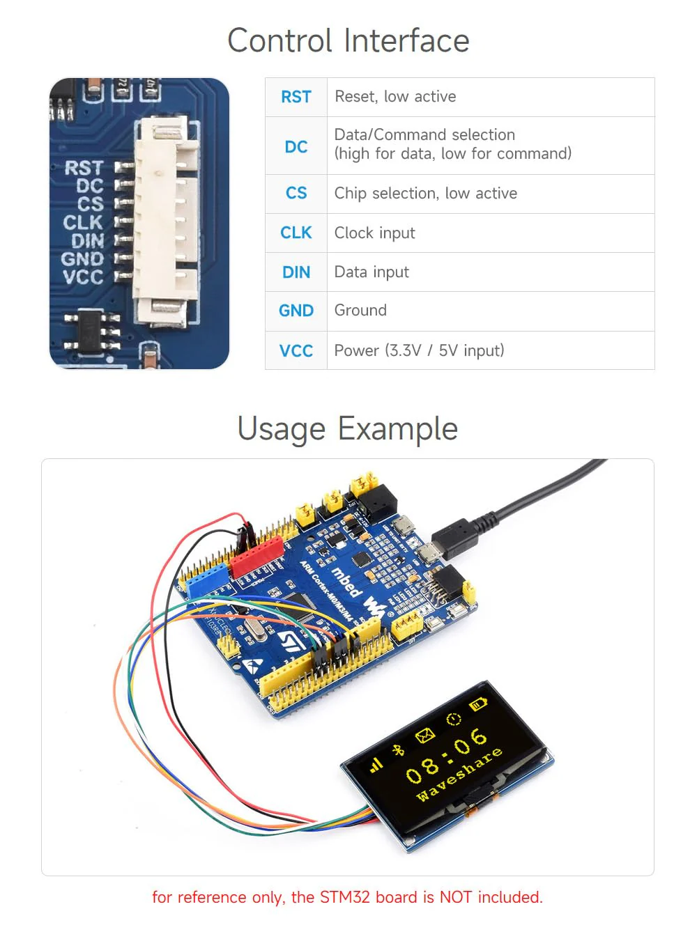 Waveshare 2.42 inch OLED Display Module Panel 128 x 64 Resolution SPI / I2C Communication White Colour Version Compatible with Raspberry Pi Jetson Nano - Image 5