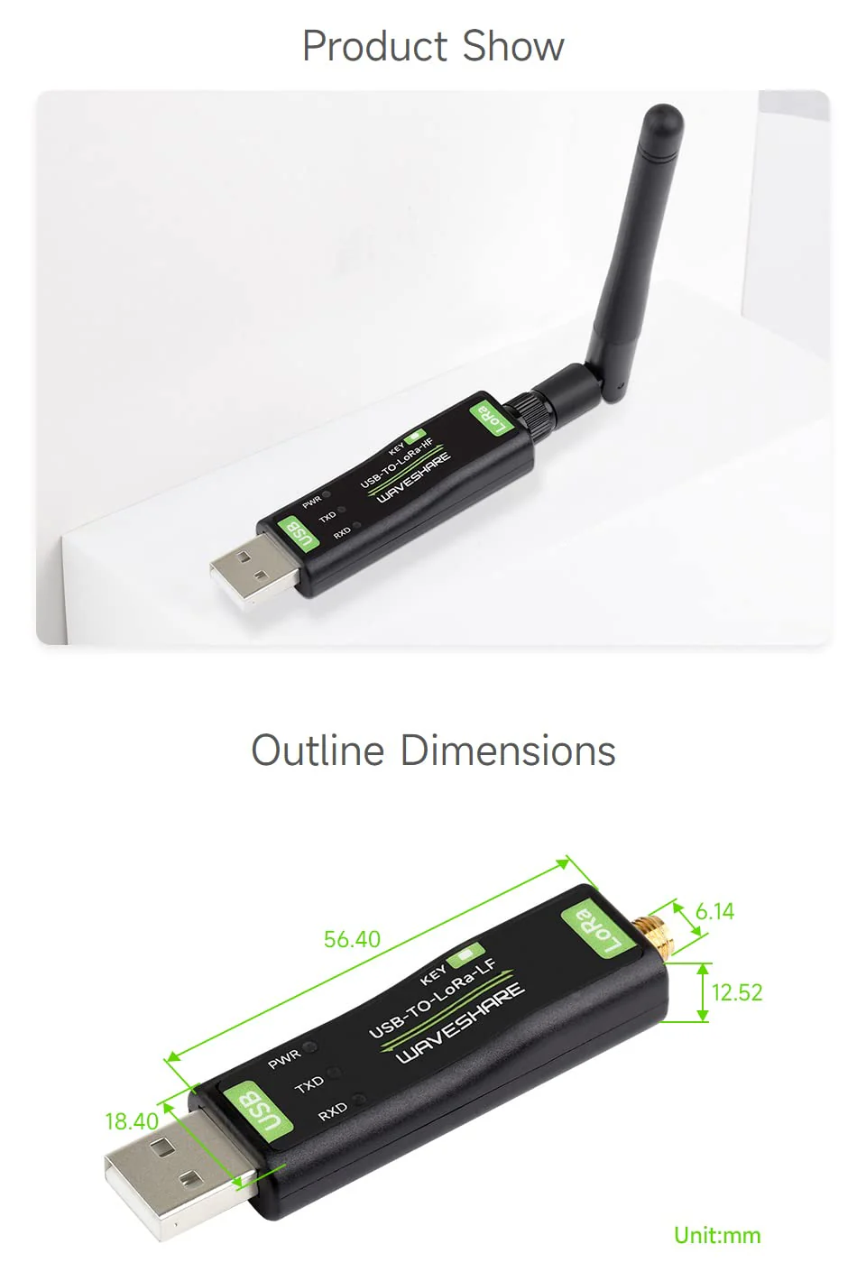 Waveshare 2PCS USB to LoRa Data Transfer Module, Based On SX1262, Suitable for Data Acquisition in Industry and Agriculture-XTAL Crystal oscillator-2PCS Version - Image 8