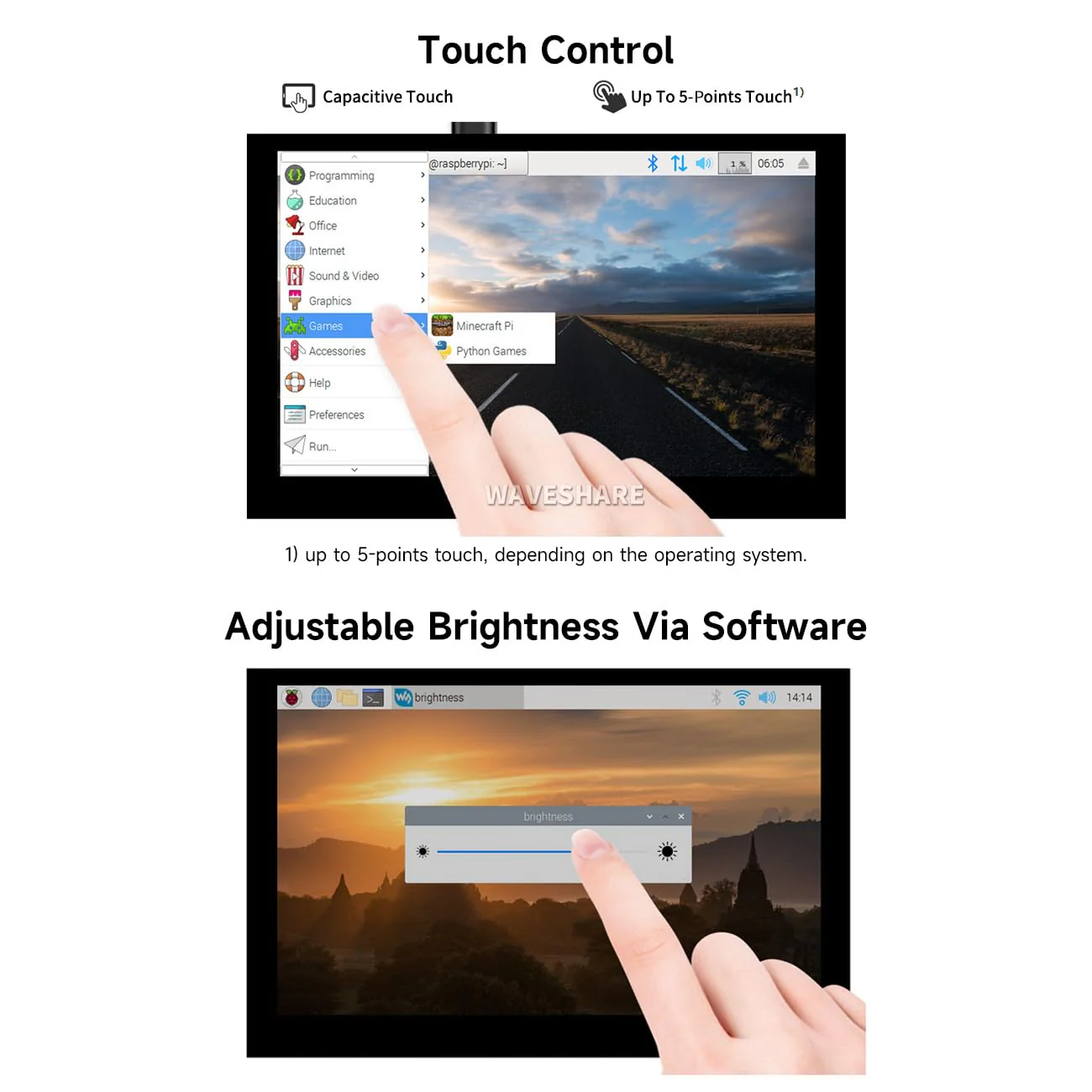 waveshare 5inch Capacitive Touch Display Compatible with Raspberry Pi 5/4B/3B+/3A+/3B/2B/B+/A+/CM3/3+/4 800×480 Resolution DSI Interface - Image 5