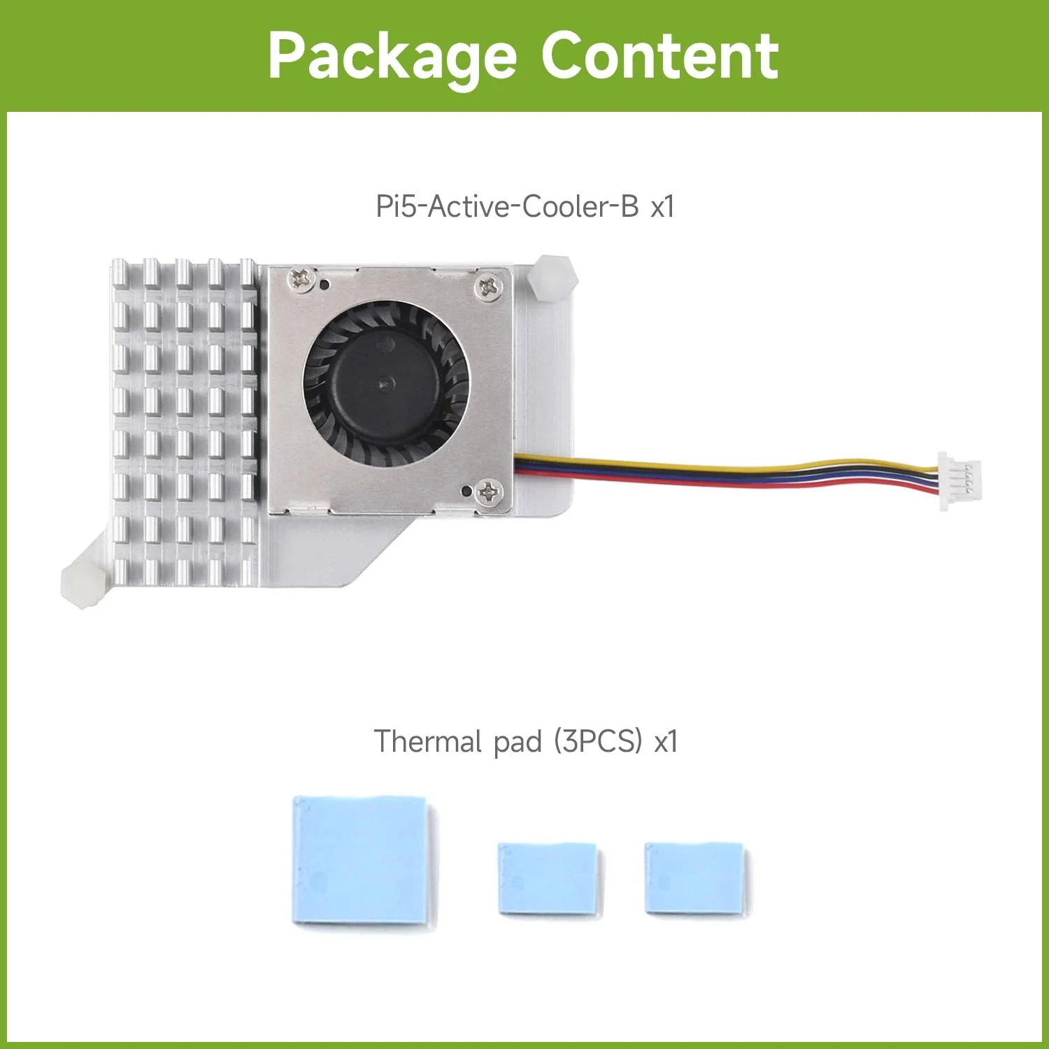 Waveshare Active Cooler (B) for Raspberry Pi 5, Active Cooling Fan, Aluminium Heatsink, with Thermal Pads - Image 2