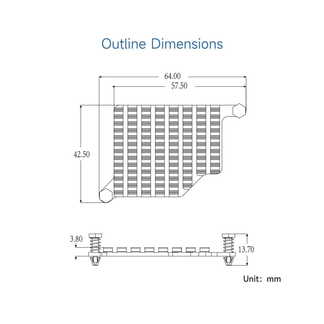 Waveshare Aluminum Heatsink for Raspberry Pi 5, with Thermal Pads and Spring-Loaded Push Pins - Image 6