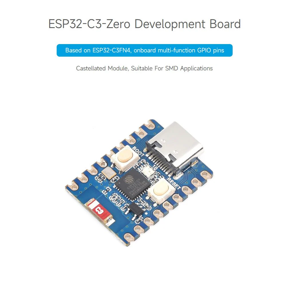 Waveshare ESP32-C3 Mini Development Board, Based On ESP32-C3FN4 Single-Core Processor, 160MHz Running Frequency, 2.4GHz Wi-Fi & Bluetooth 5 with Pre-soldered Header - Image 3