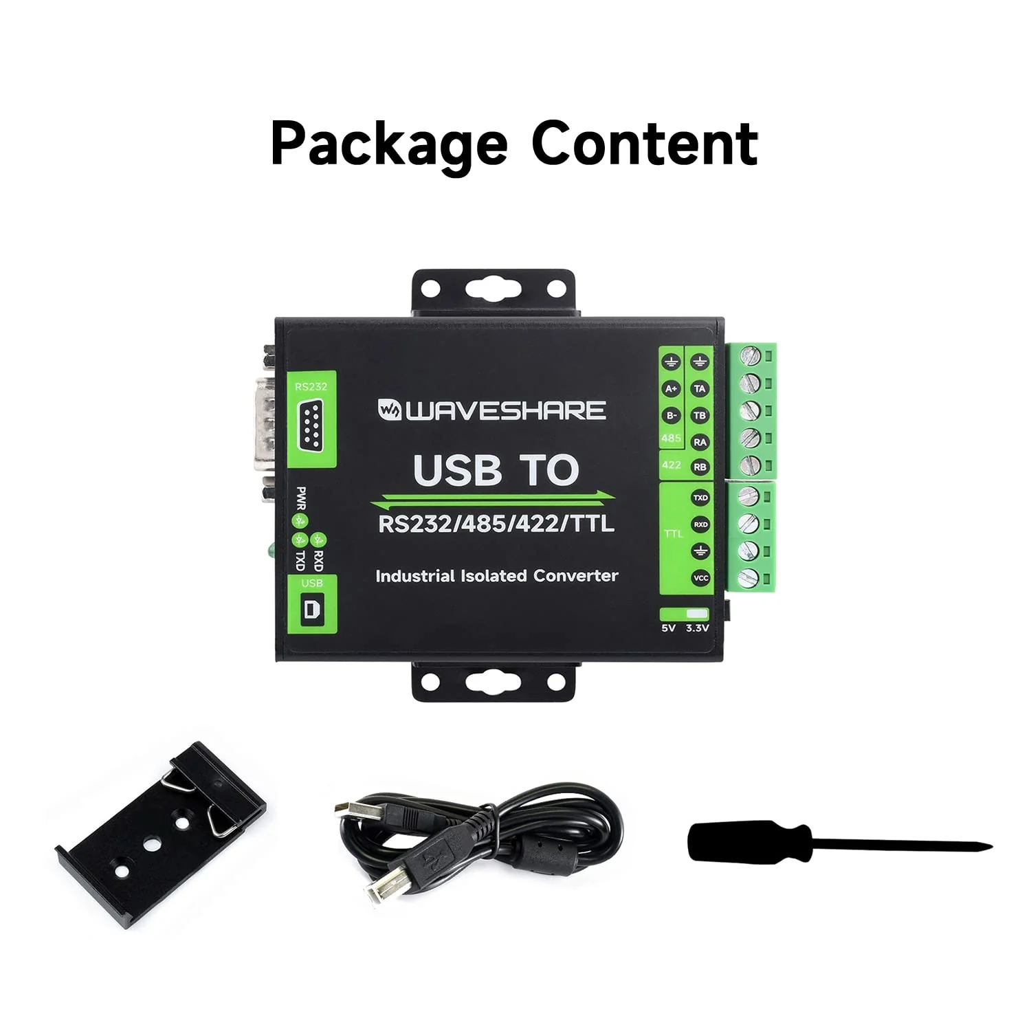 waveshare FT232RNL USB to RS232/485/422/TTL Interface Converter, Industrial Isolation - Image 2