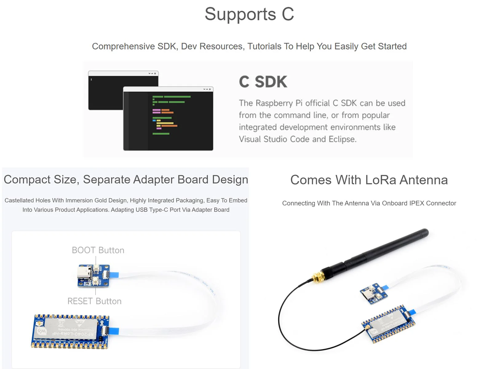 Waveshare LoRa Development Board Kit Based on Raspberry Pi RP2040 Microcontroller Chip, Integrate SX1262 RF Chip, 850~930MHz Frequency, Programmable Emit Power up to 22dBm, Long-Range Communication - Image 4