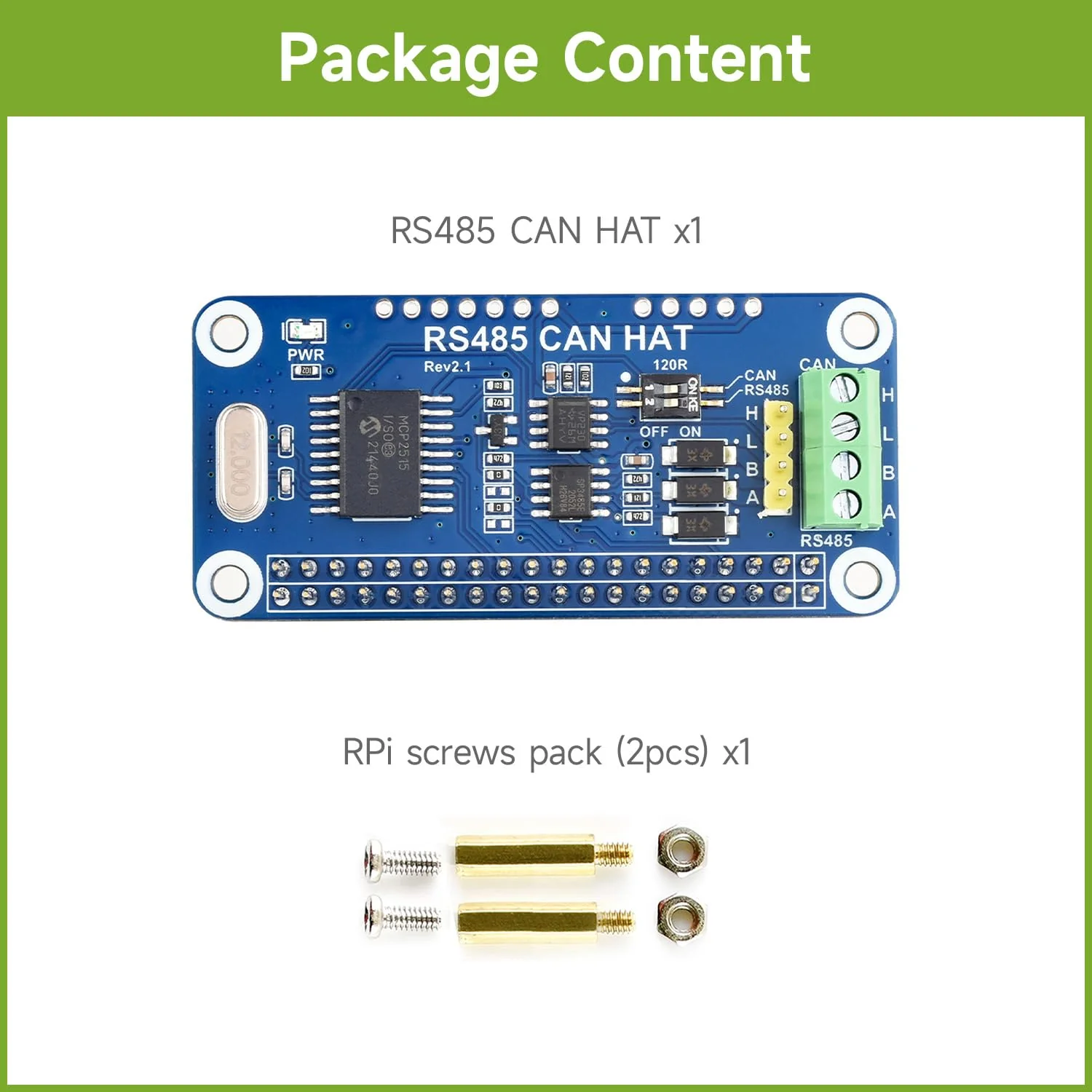 Waveshare RS485 CAN HAT Supports Raspberry Pi Series Boards Allows Stable Long-Distance Communication - Image 2