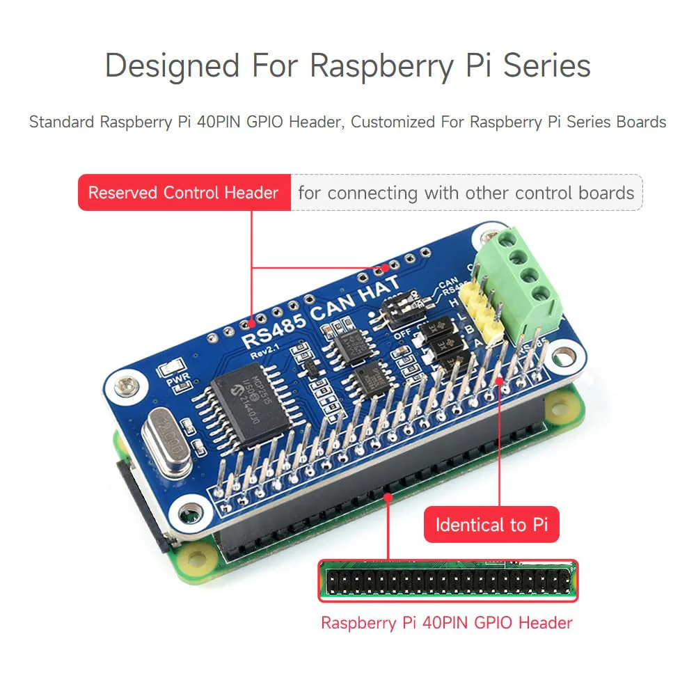 Waveshare RS485 CAN HAT Supports Raspberry Pi Series Boards Allows Stable Long-Distance Communication - Image 5