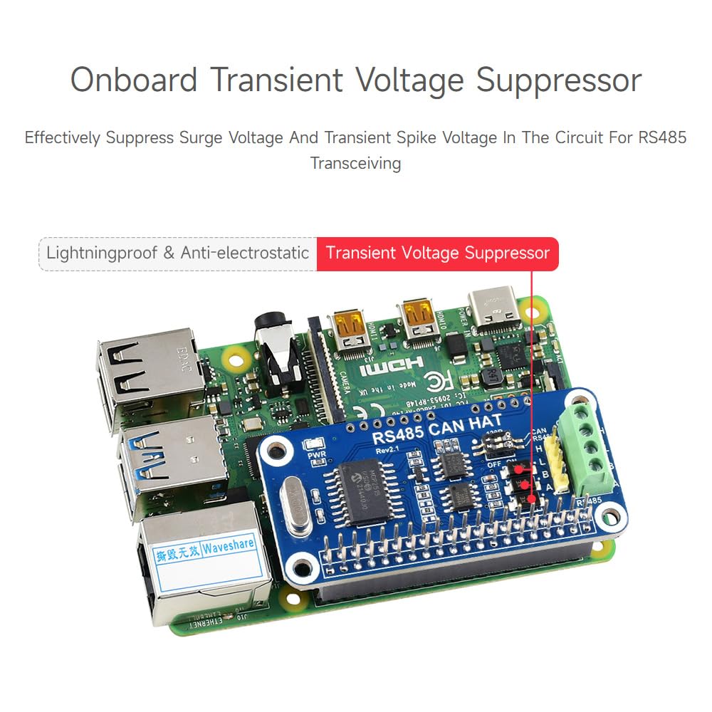 Waveshare RS485 CAN HAT Supports Raspberry Pi Series Boards Allows Stable Long-Distance Communication - Image 7