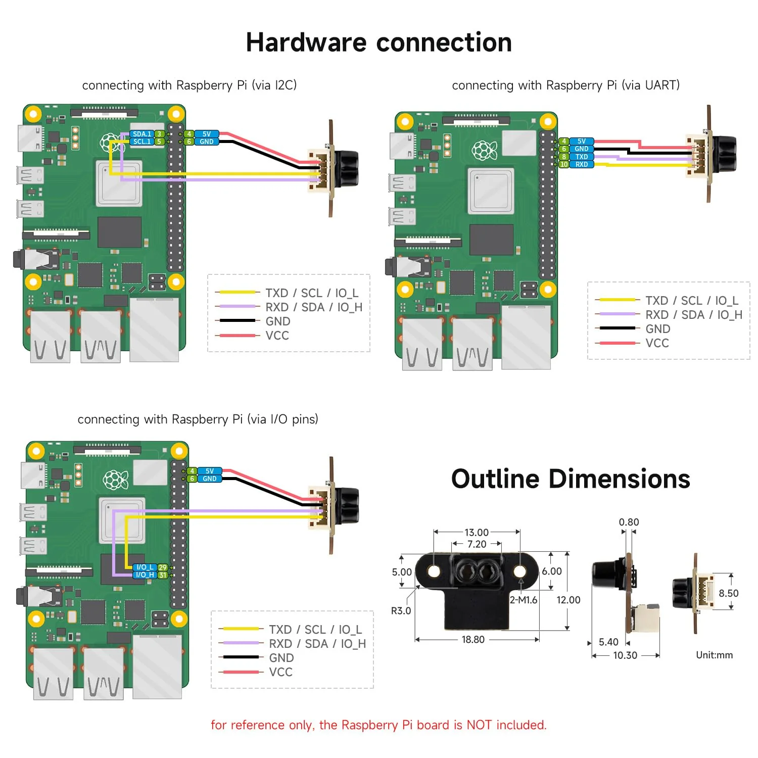 Waveshare TOF (Time of Flight) Mini Laser Range Sensor, UART / I2C Communication Support, Long Range - Image 7