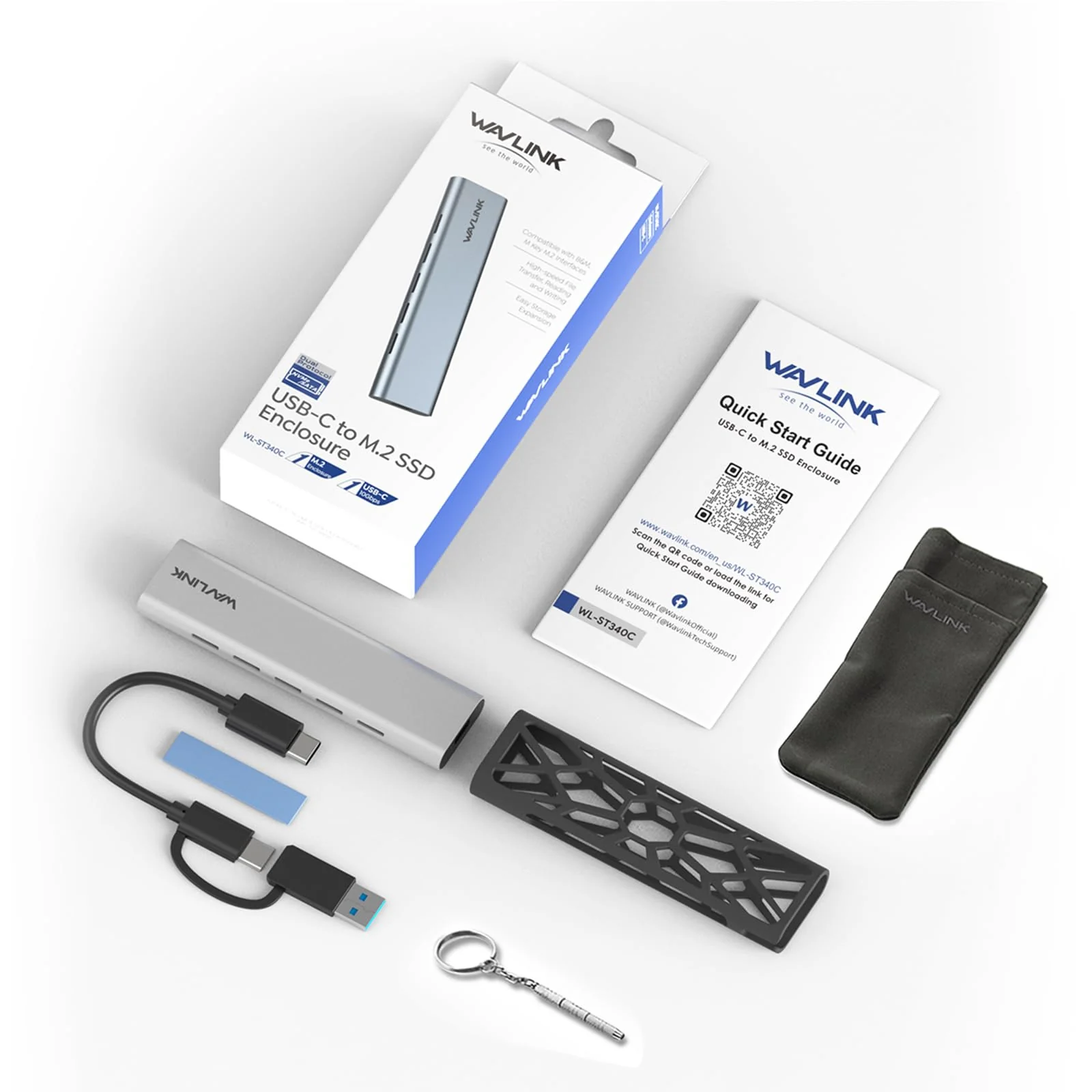 WAVLINK NVMe Enclosure, NVMe to USB 10Gbps Aluminum External M.2 NVMe and SATA SSD Enclosure, Supports UASP Trim for M-Key/B+M Key NVMe PCIe and SATA SSDs in Sizes 2230/2242/2260/2280, up to 8TB - Image 6