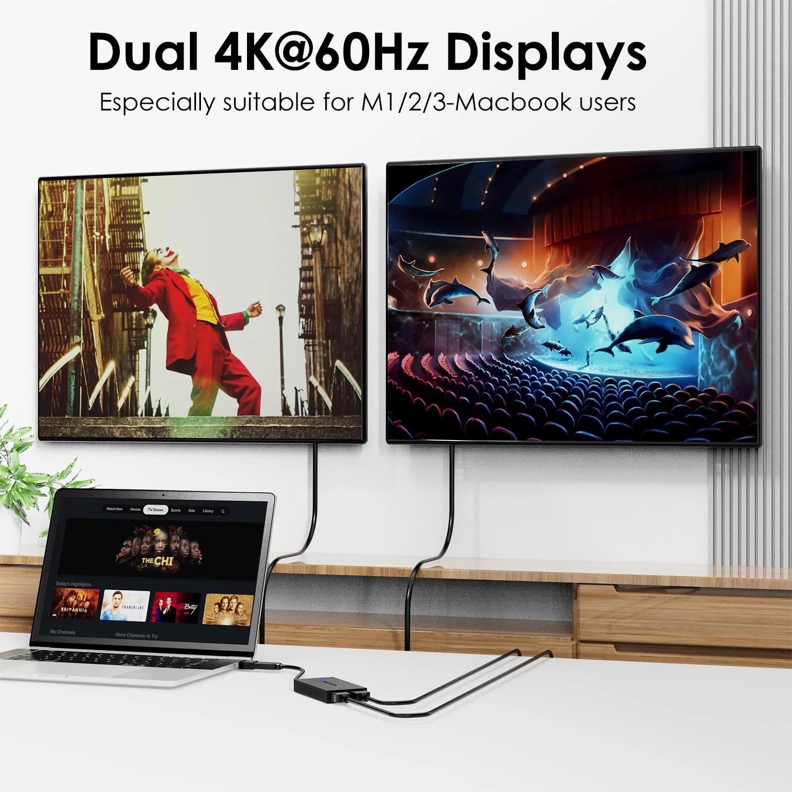 WAVLINK USB 3.0 or USB C to Dual HDMI Splitter Extended Display for Dual Monitor, Displaylink Adapter Dual HDMI 4K 60Hz for Apple Mac M1/M2/M3 or Windows 10/11, USB A/C to HDMI 4K Output USB to Dual HDMI 4K - Image 2