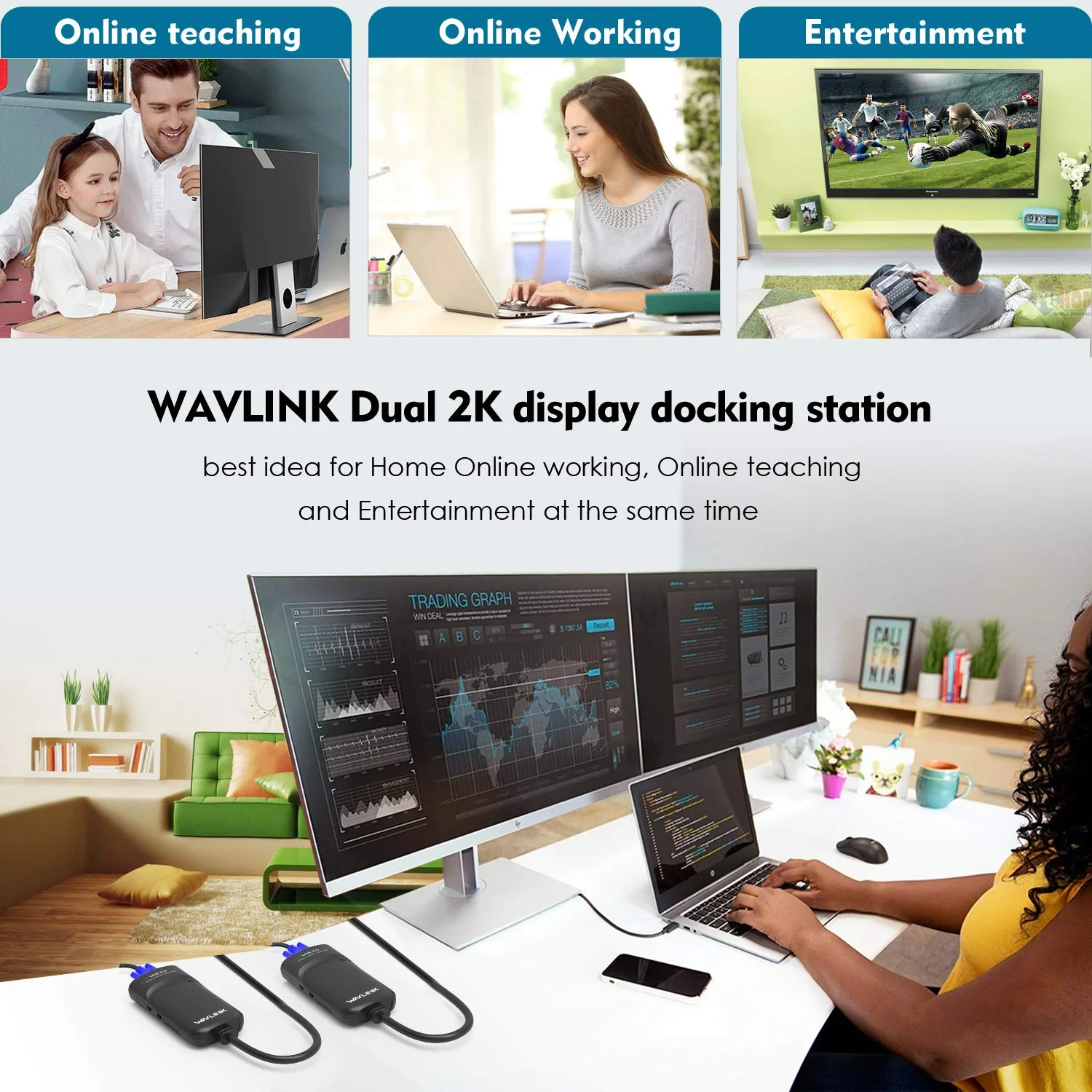 WAVLINK USB 3.0 to HDMI Adapter for Multiple Displays, 2K (2048x1152), Up to 6 Monitors, DisplayLink Certified, External Video Graphics Card Adapter with Audio Port for Windows,Mac OS,Chrome OS - Image 6