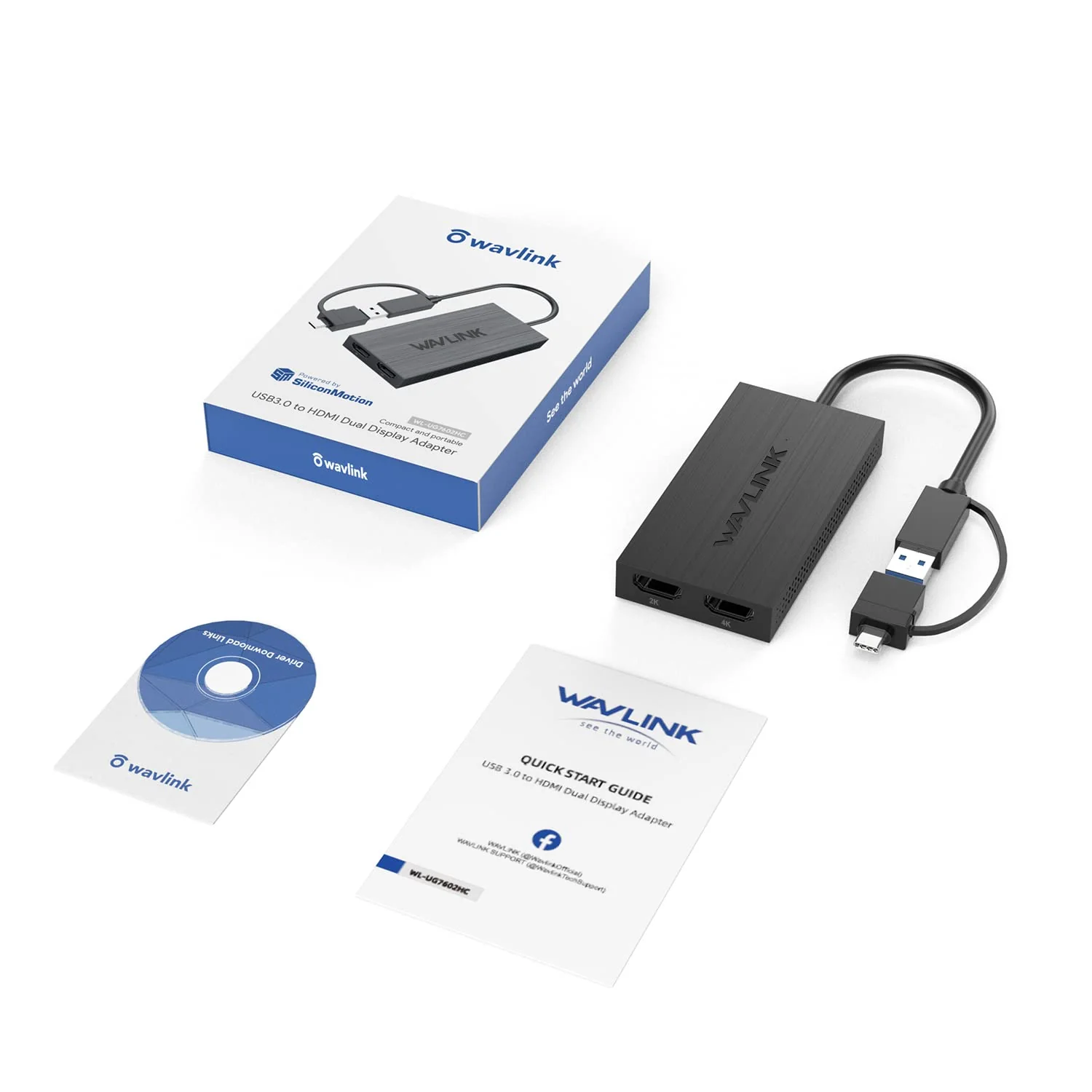 WAVLINK USB C or USB 3.0 to Dual HDMI Adapter, 1080P@60Hz Dual Monitors for Windows 7/8/8.1/10/11, Mac OS 10.10+, ChromeOS, Android,Thunderbolt 3/4, Not Compatible with Linux, iPad OS USB to Dual HDMI Adapter - Image 9